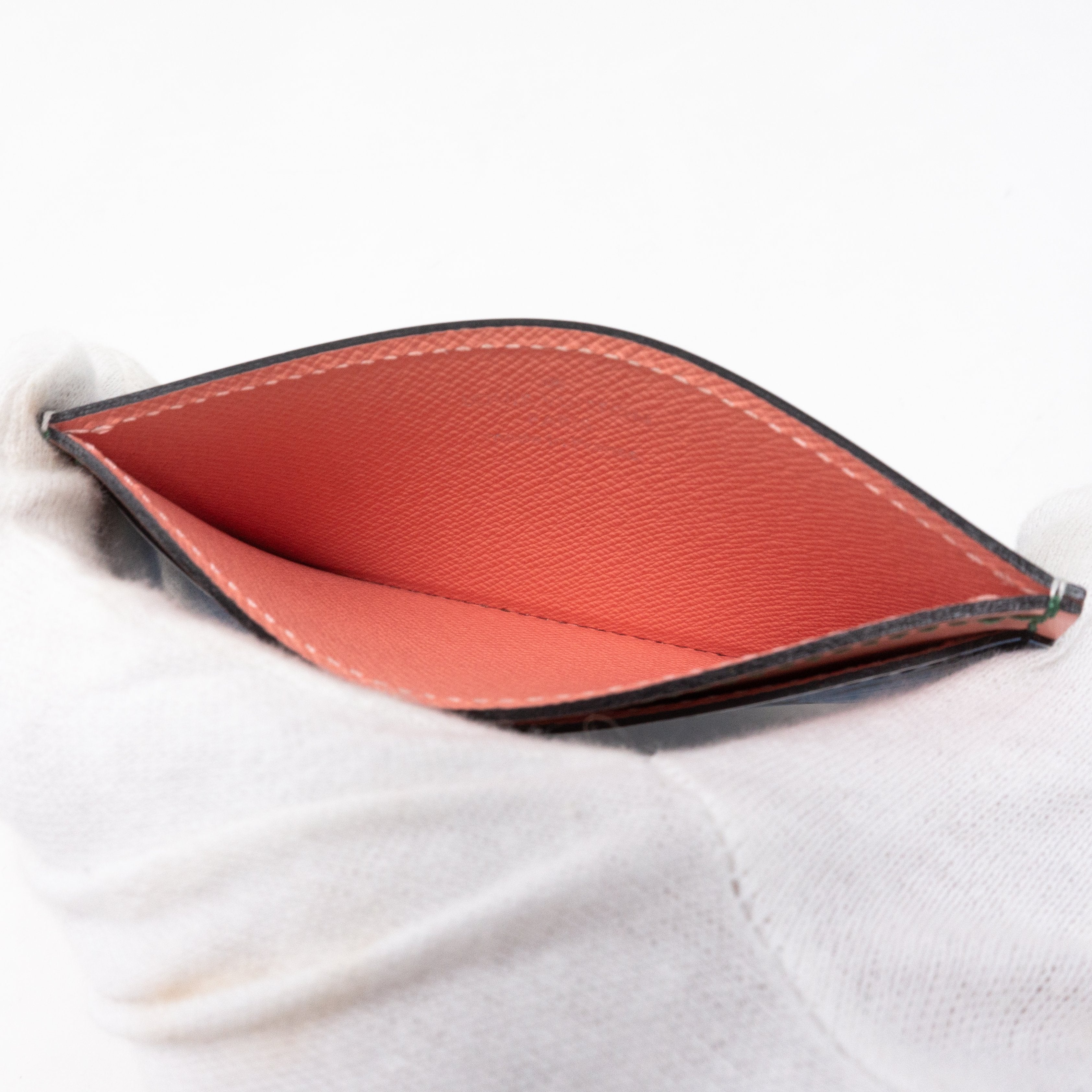 Card Holder Epi Leather Aqua Blue