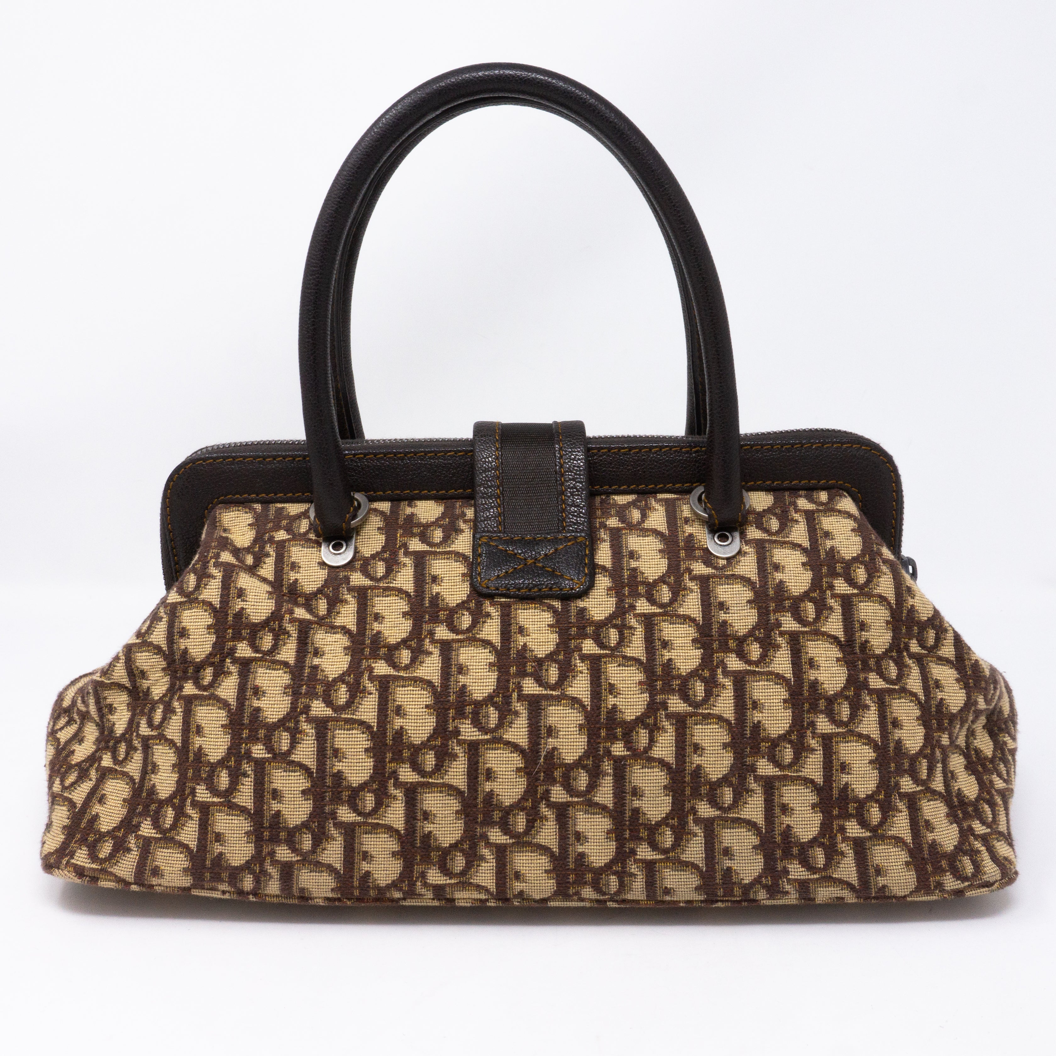 Flight Satchel Bag Brown Dior Oblique