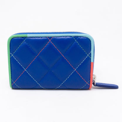 Zipped Coin Purse Blue Pastel Leather