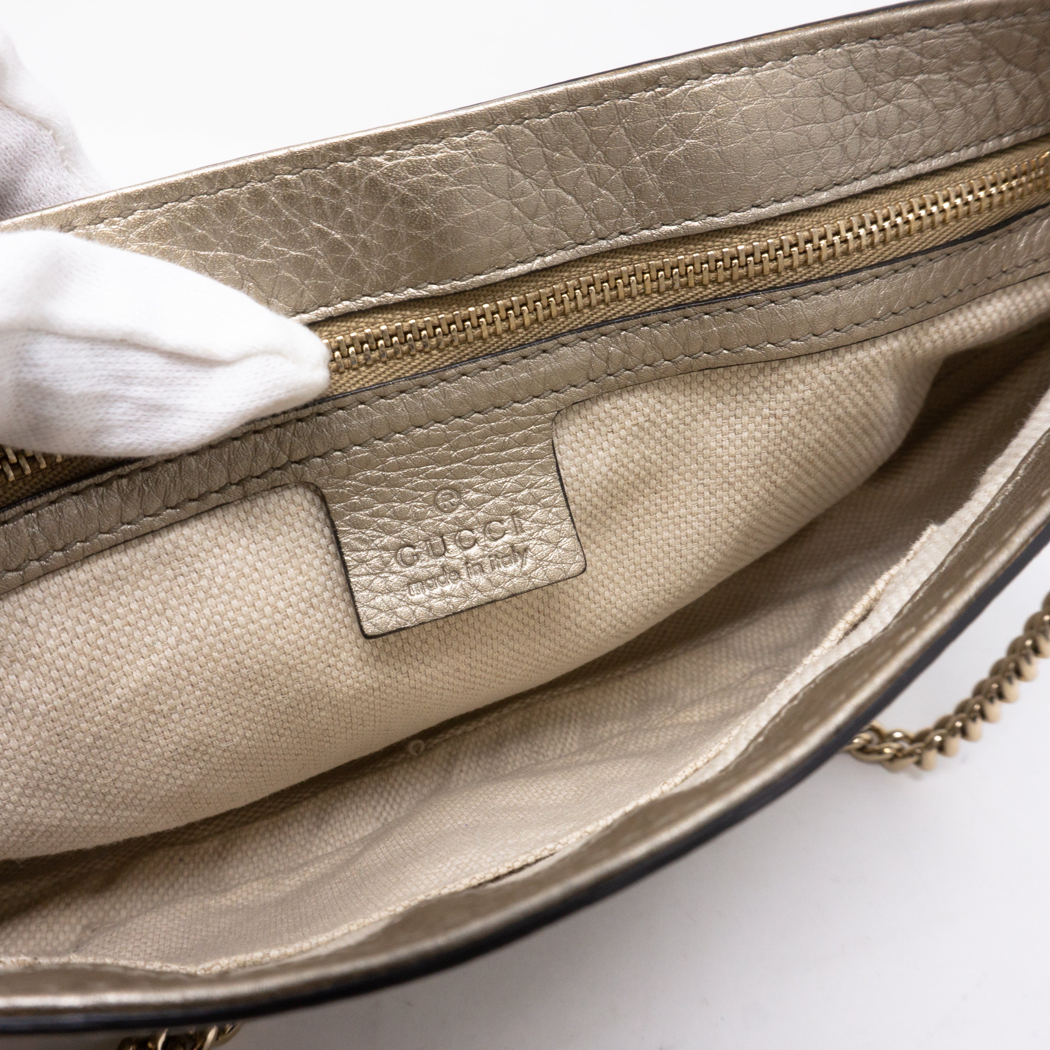 Soho Flap Chain Bag Champagne Leather