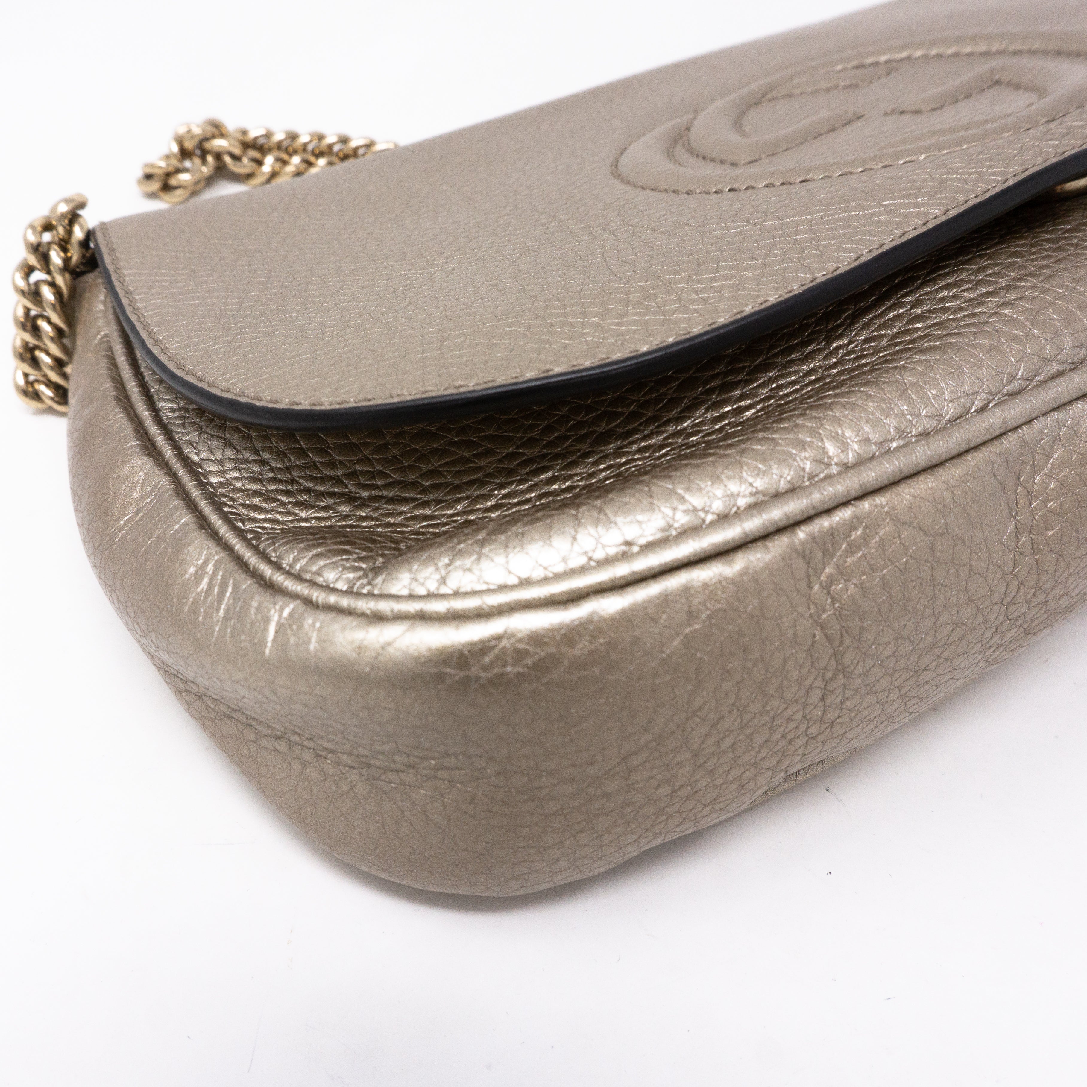 Soho Flap Chain Bag Champagne Leather