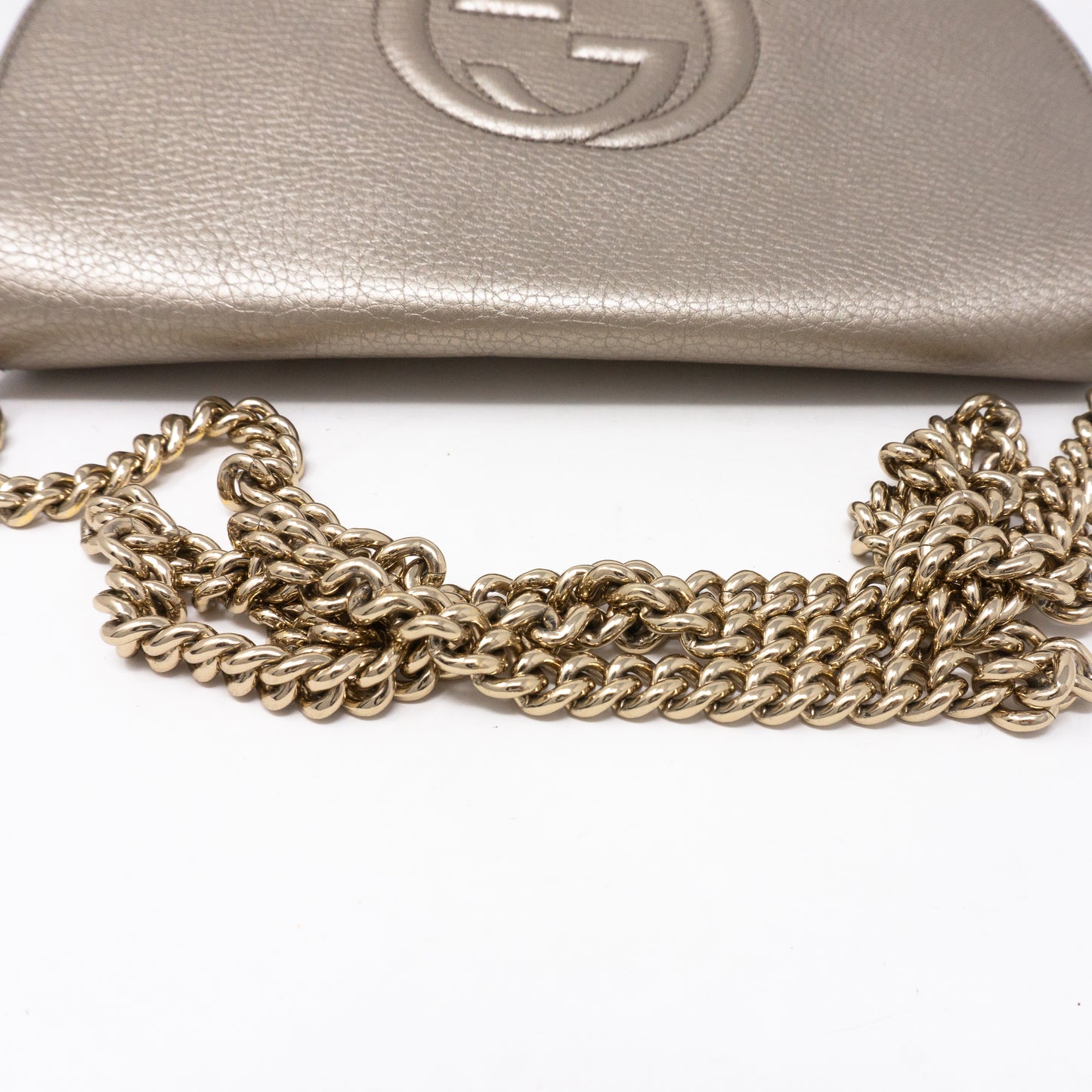 Soho Flap Chain Bag Champagne Leather