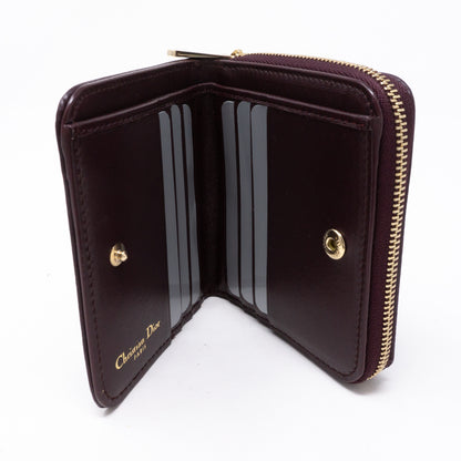 Diorama Compact Wallet Burgundy Leather