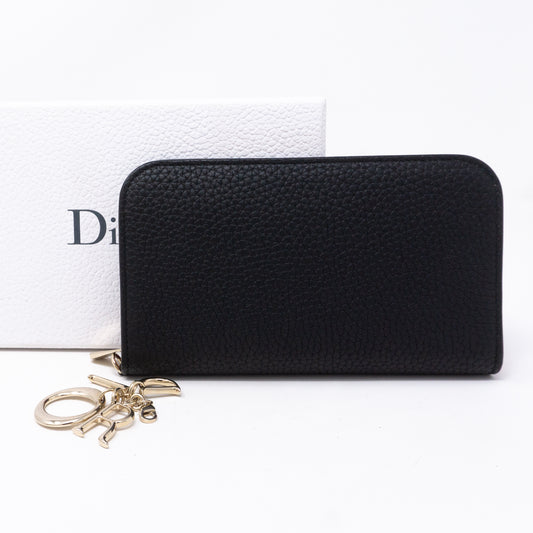 Diorissimo Voyageur Wallet Medium Black Leather