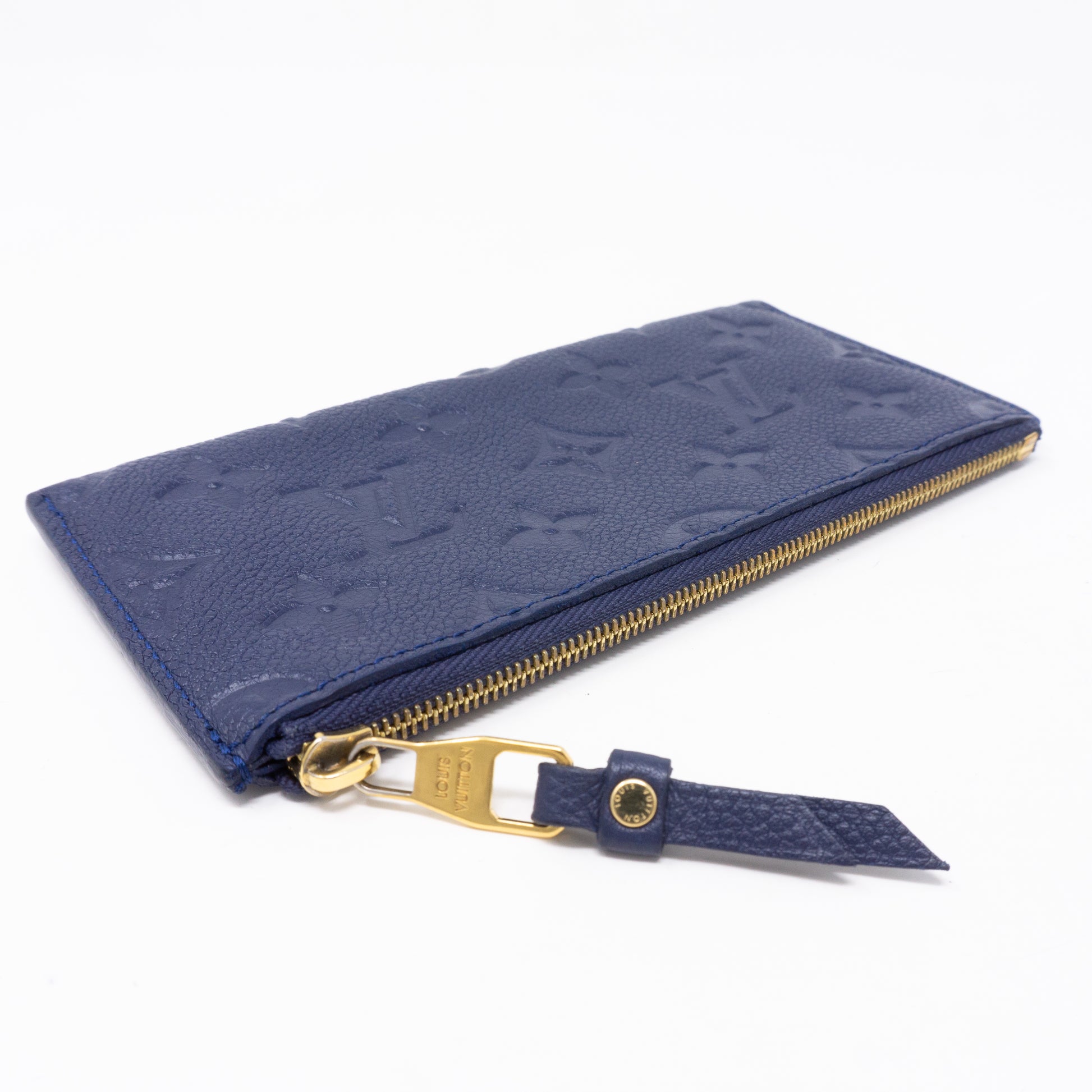 LOUIS VUITTON Curieuse Monogram Empreinte Leather Wallet Blue