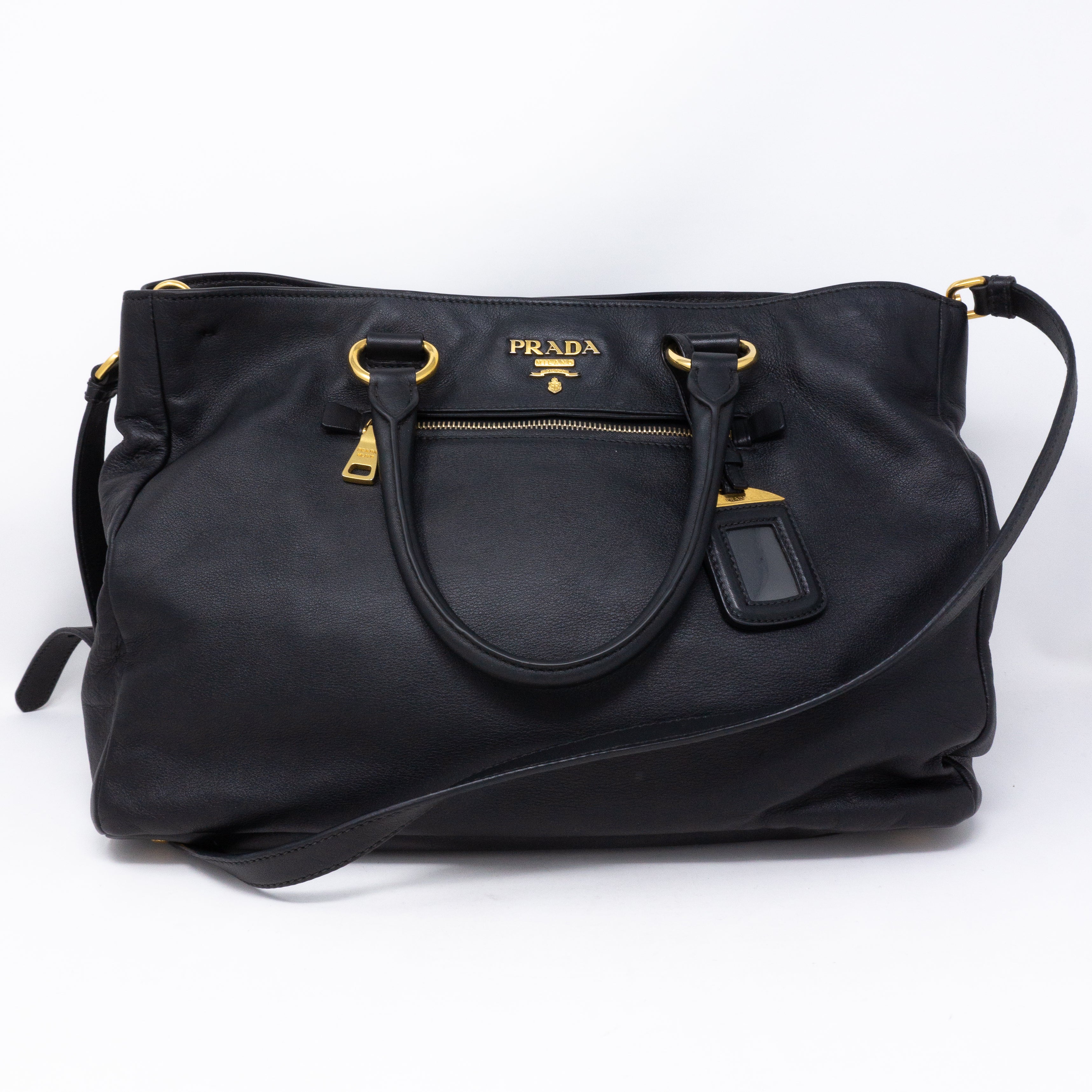Large Shopping Tote Black Leather