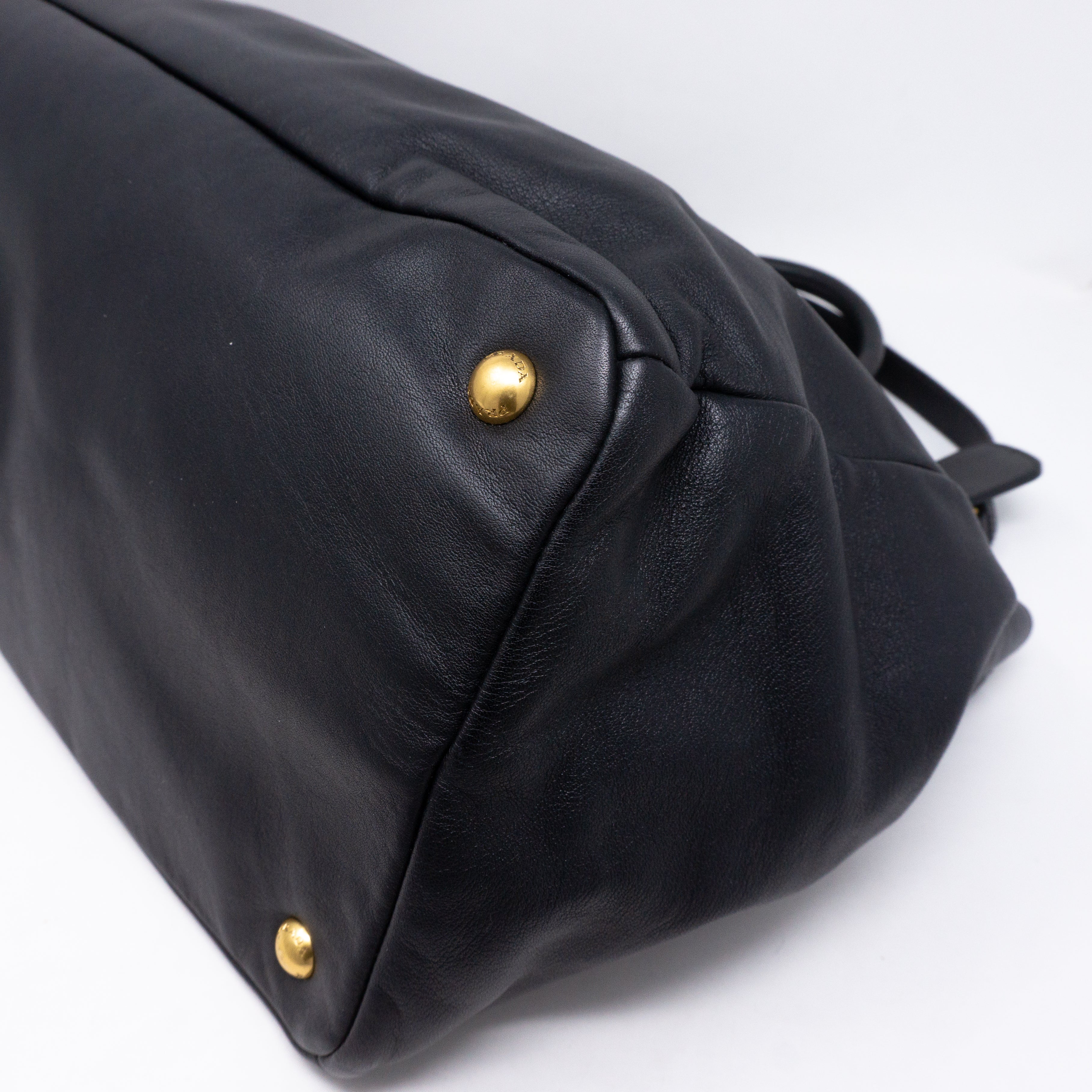 Large Shopping Tote Black Leather
