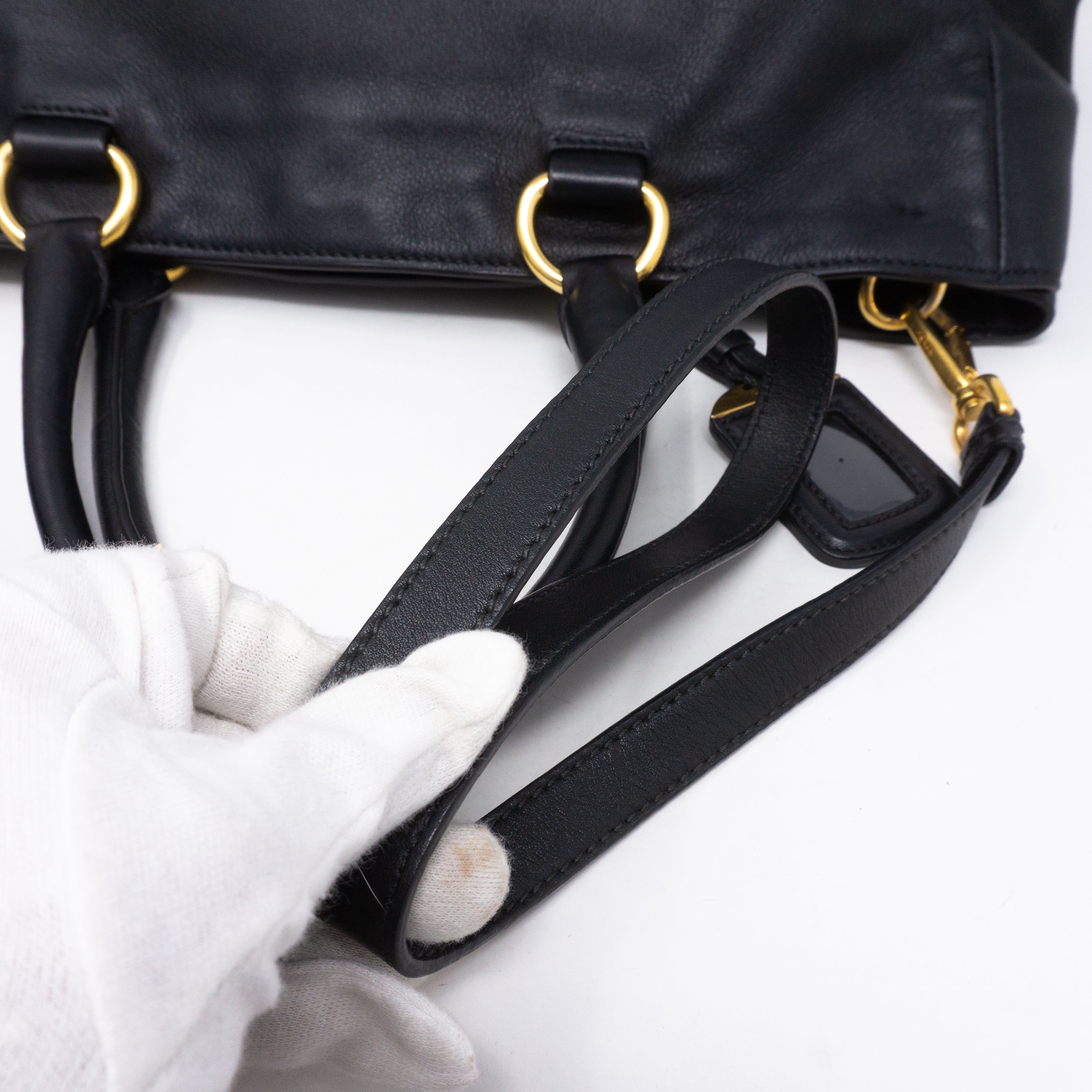 Large Shopping Tote Black Leather
