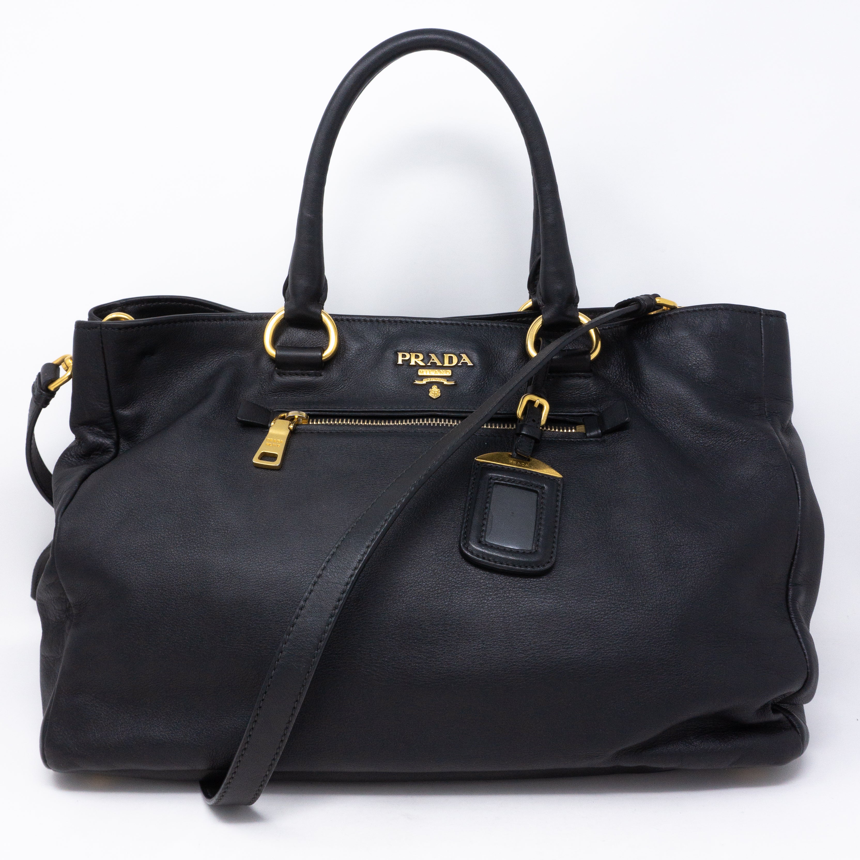 Large Shopping Tote Black Leather