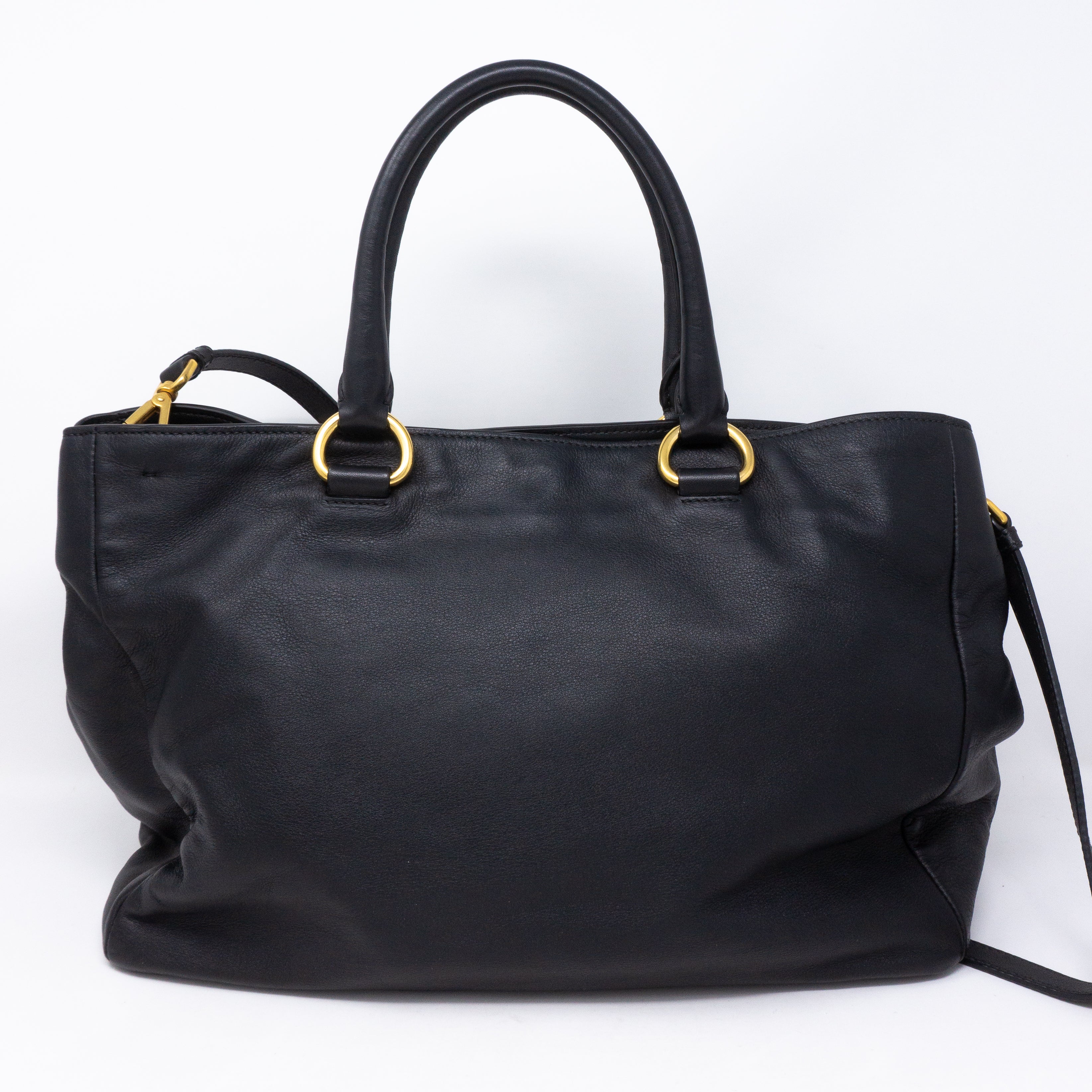 Large Shopping Tote Black Leather