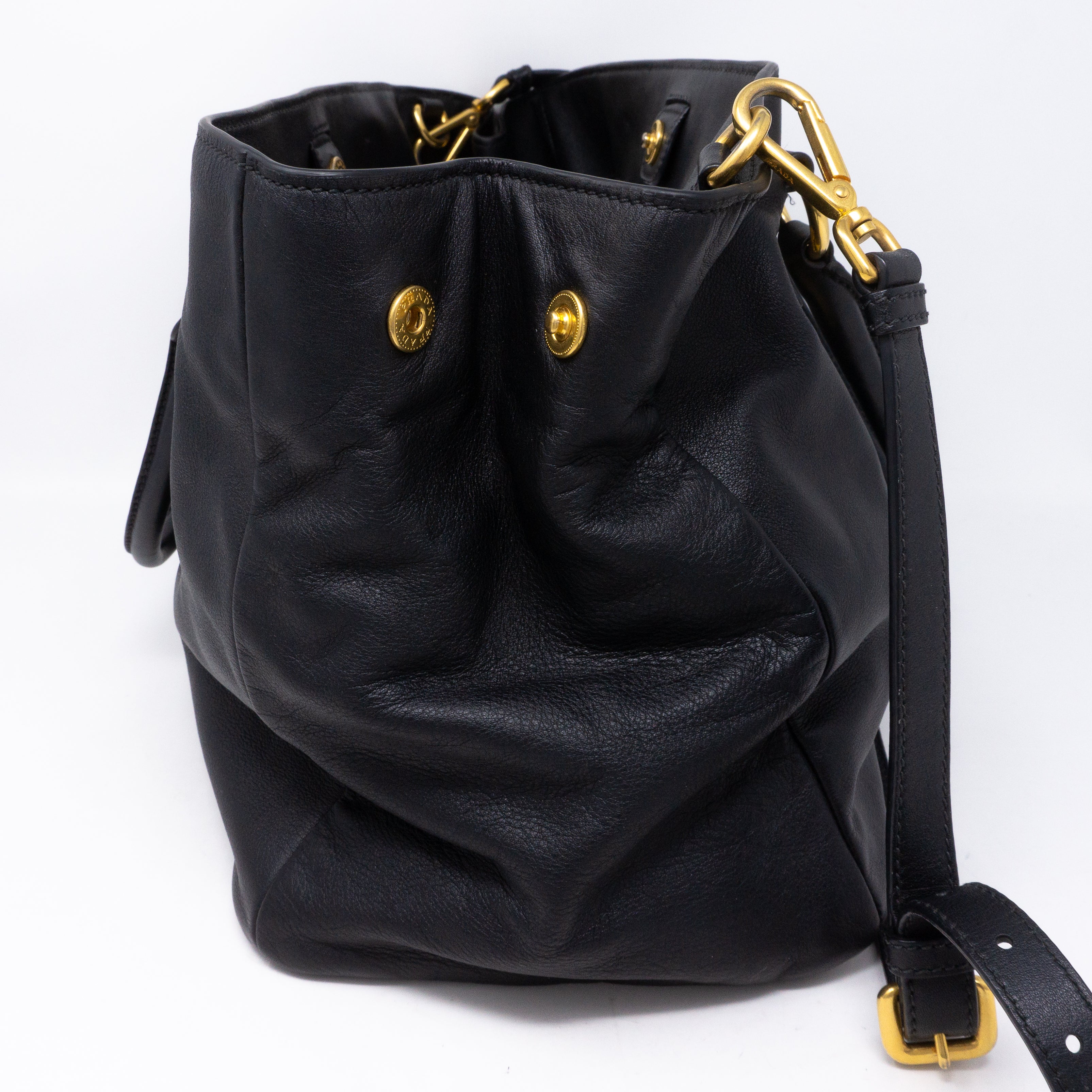 Large Shopping Tote Black Leather
