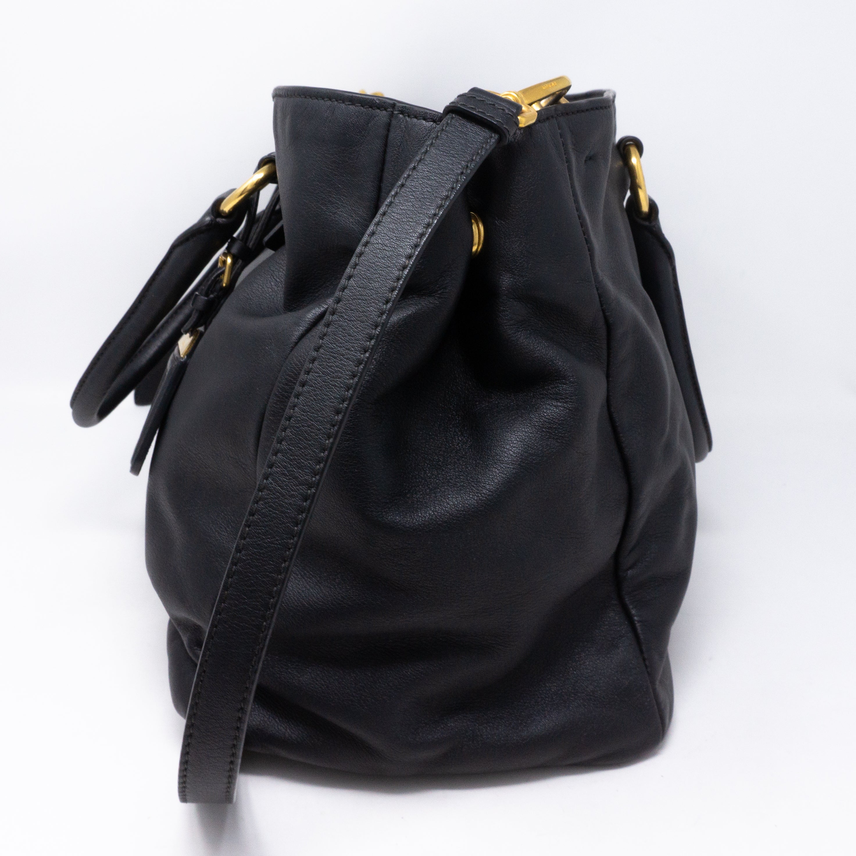 Large Shopping Tote Black Leather