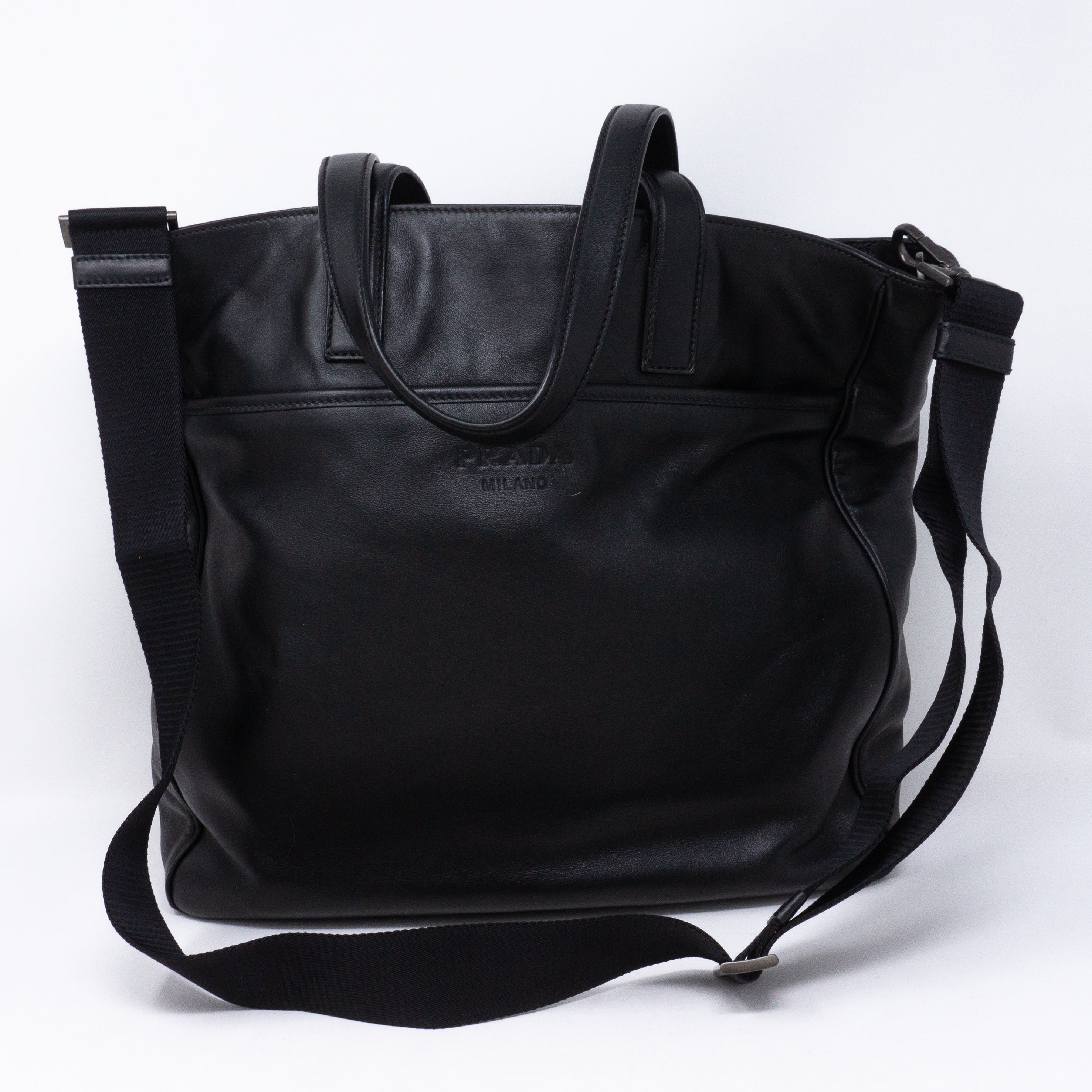Crossbody Canvas Strap Bag Black Leather
