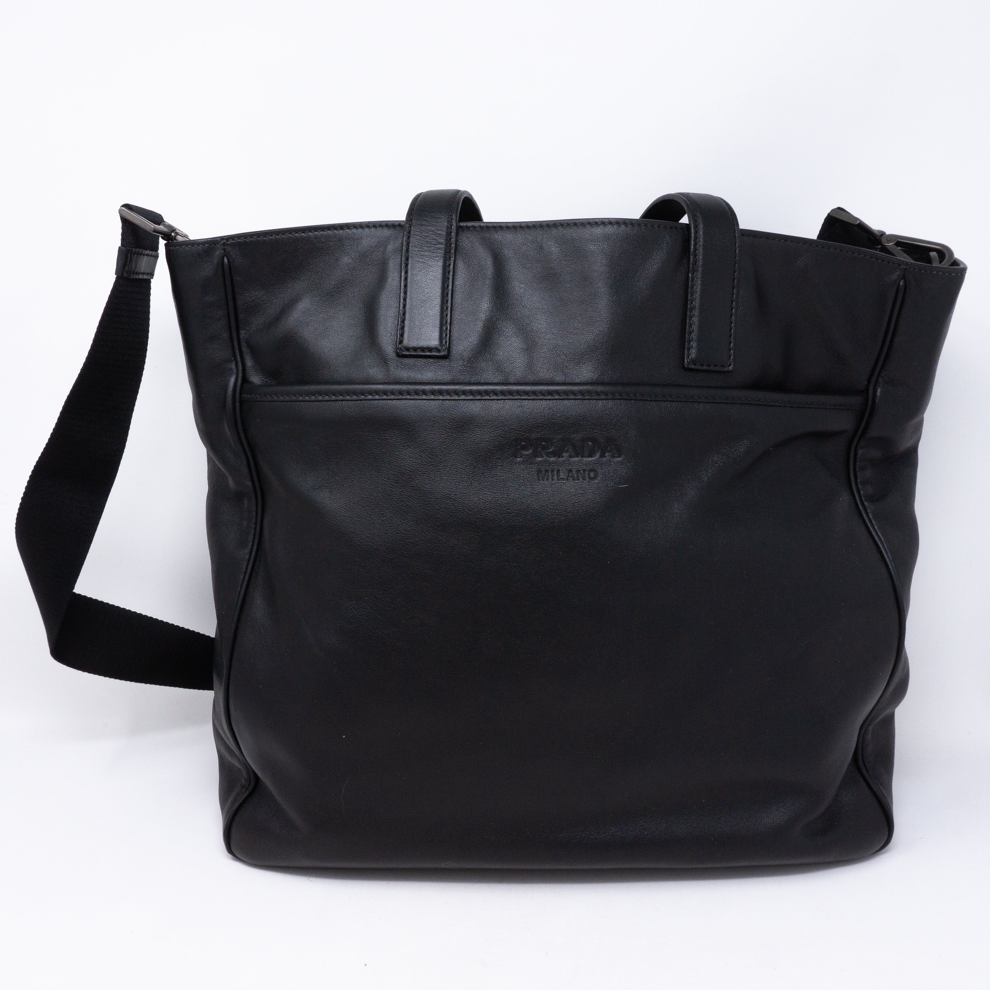 Crossbody Canvas Strap Bag Black Leather