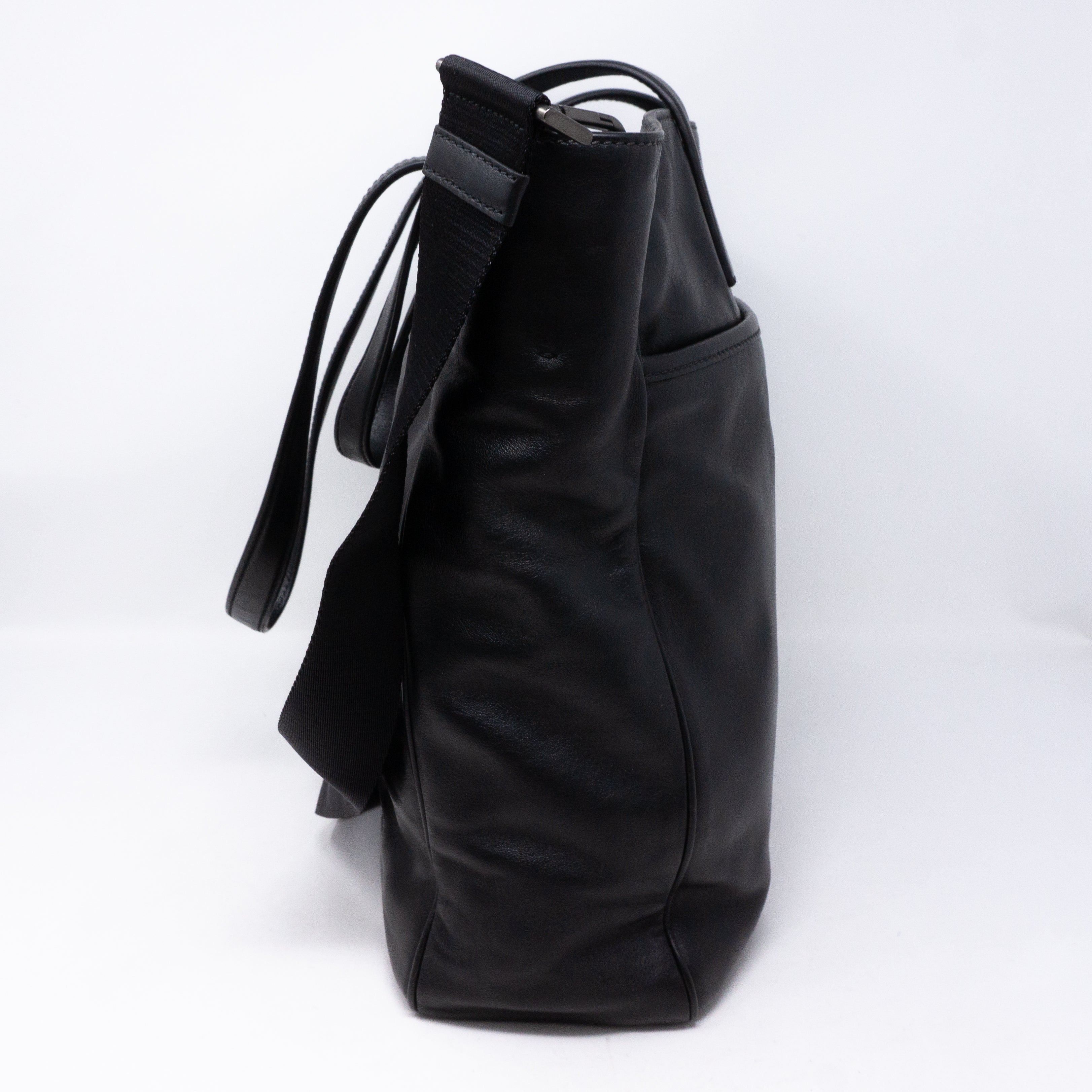 Crossbody Canvas Strap Bag Black Leather