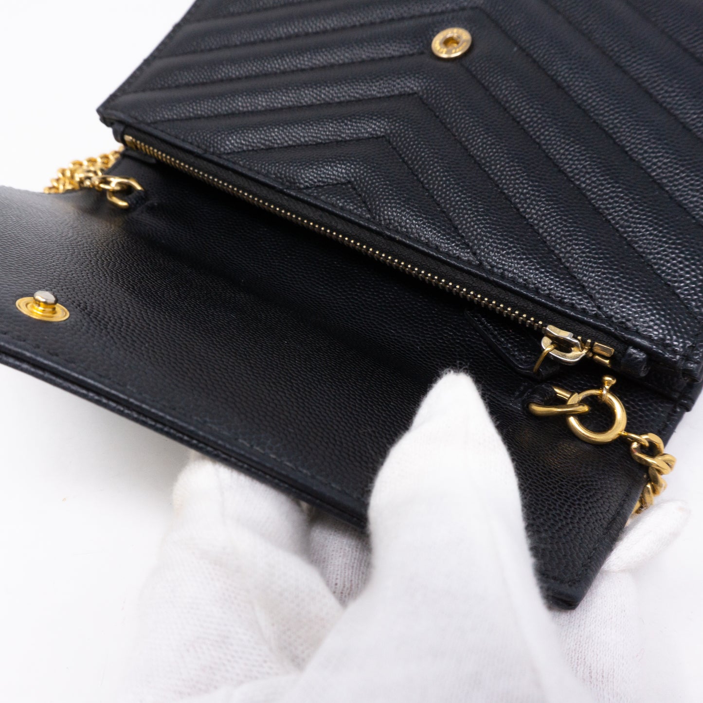 Envelope Wallet on Chain Small Black Leather