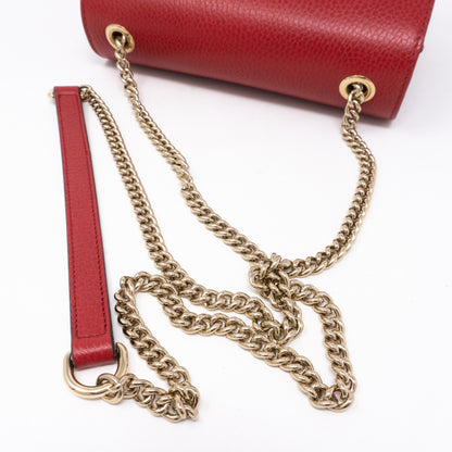 Interlocking GG Flap Small Bag Red Leather