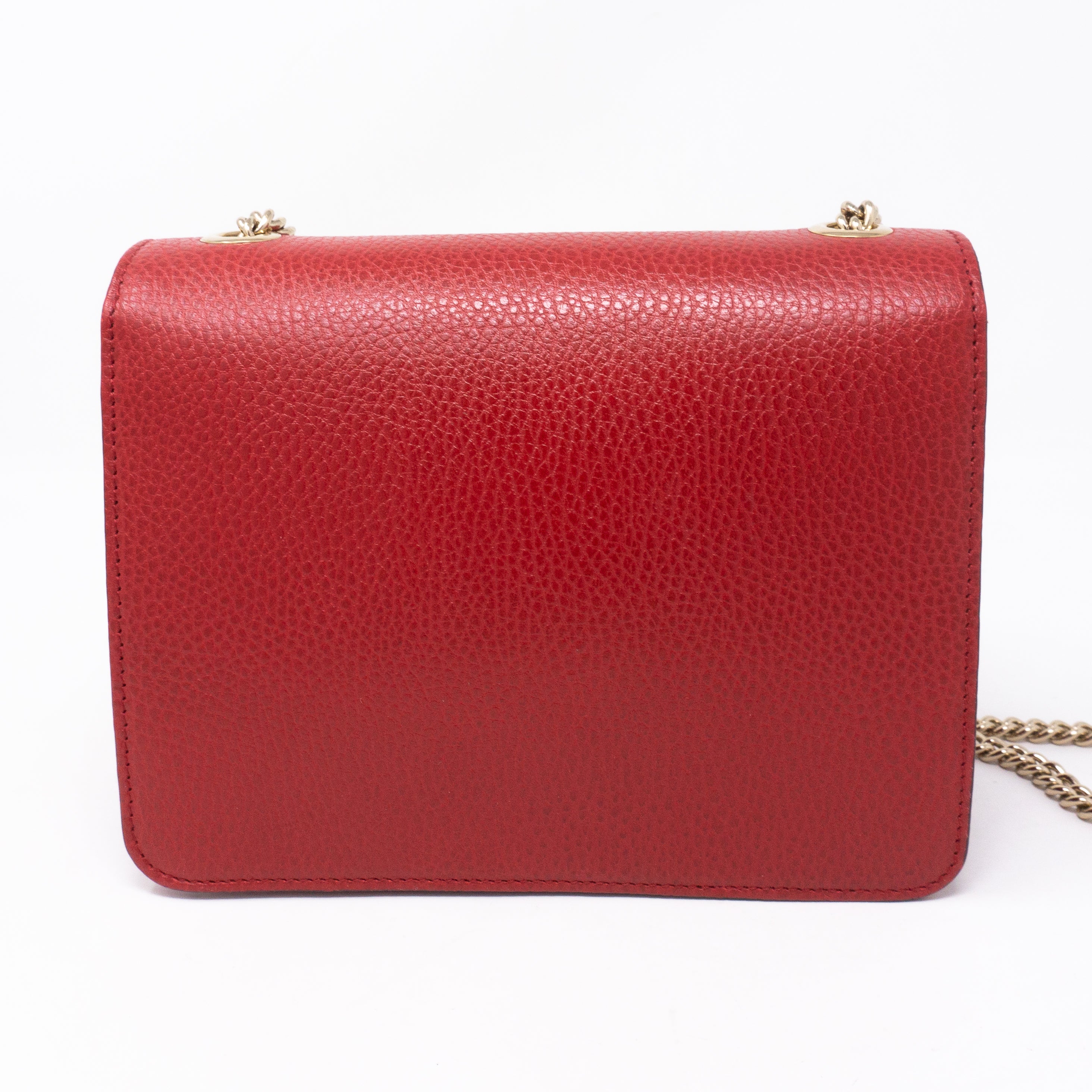 Interlocking GG Flap Small Bag Red Leather