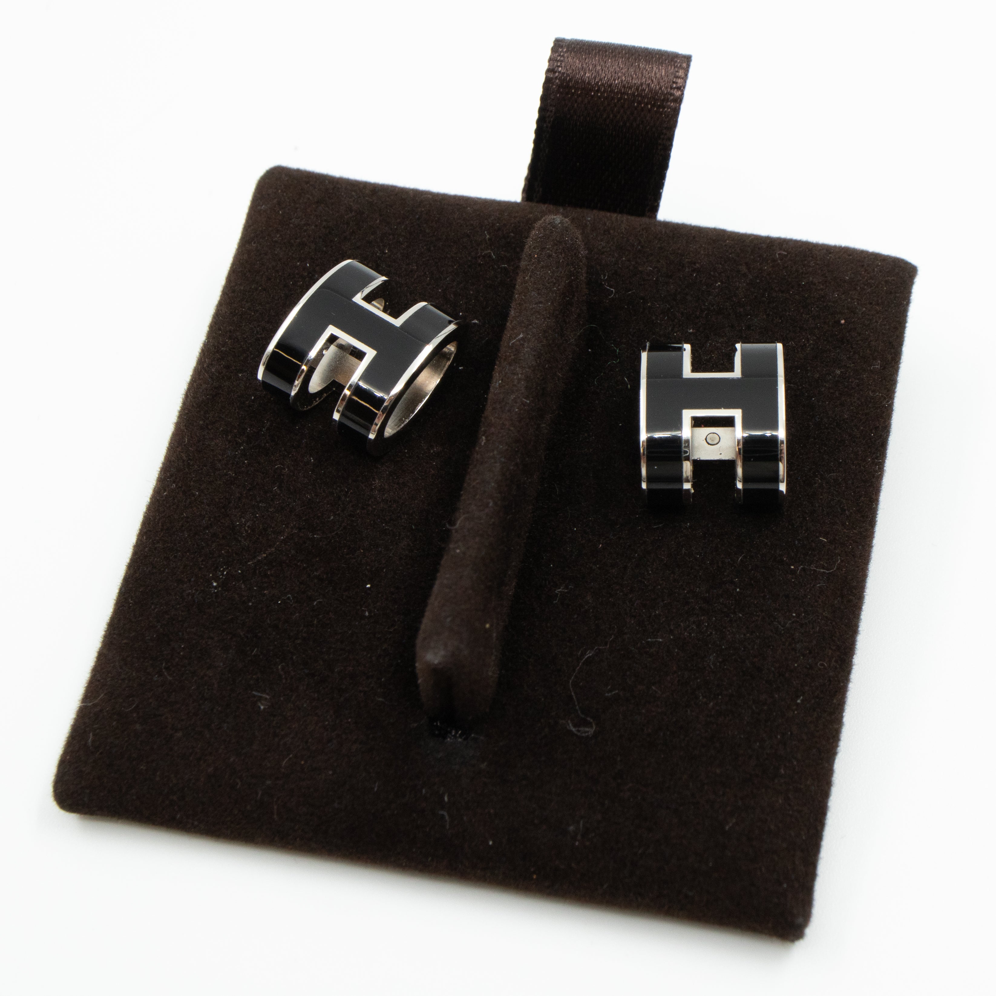 Pop H Earrings Black Silver