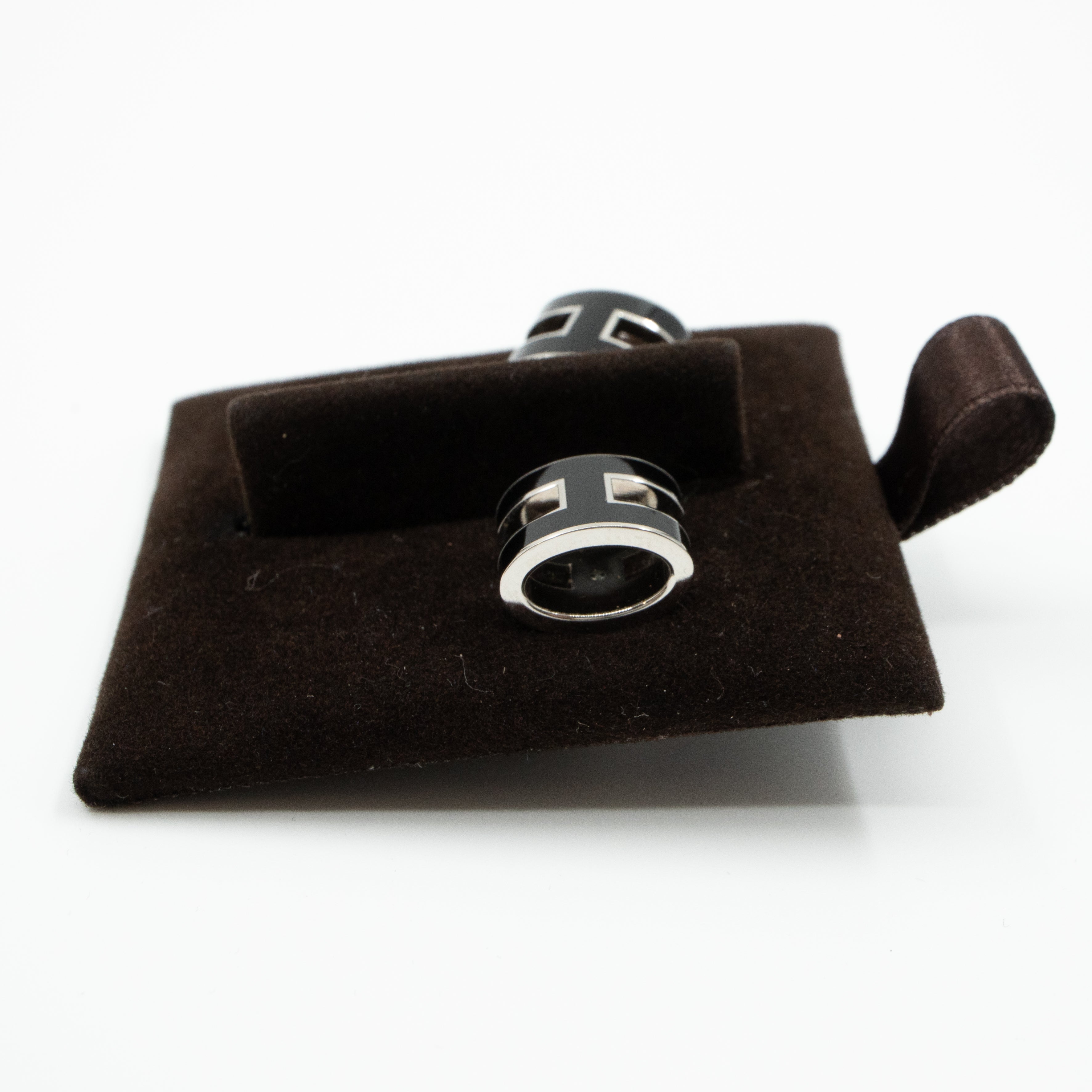 Pop H Earrings Black Silver