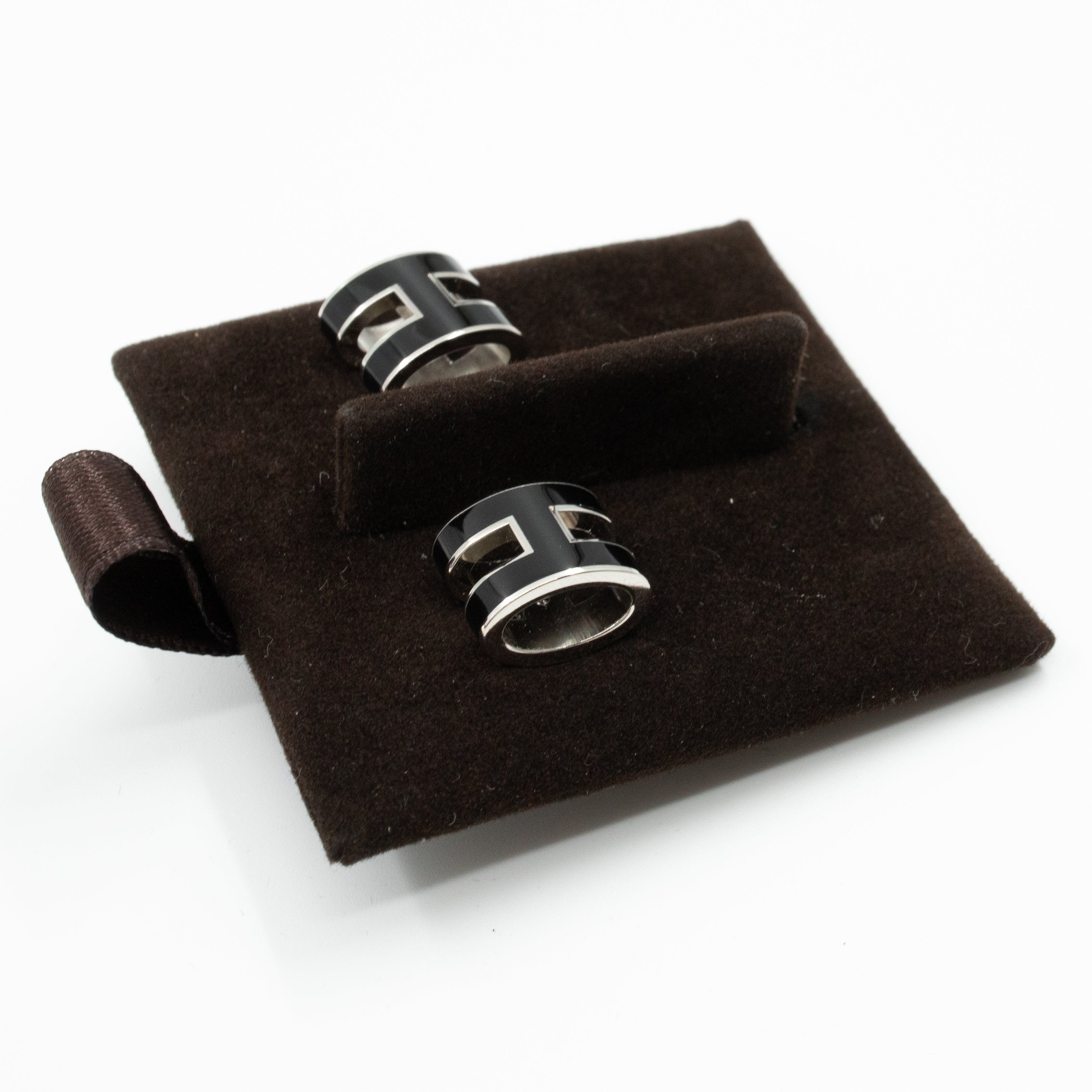 Pop H Earrings Black Silver
