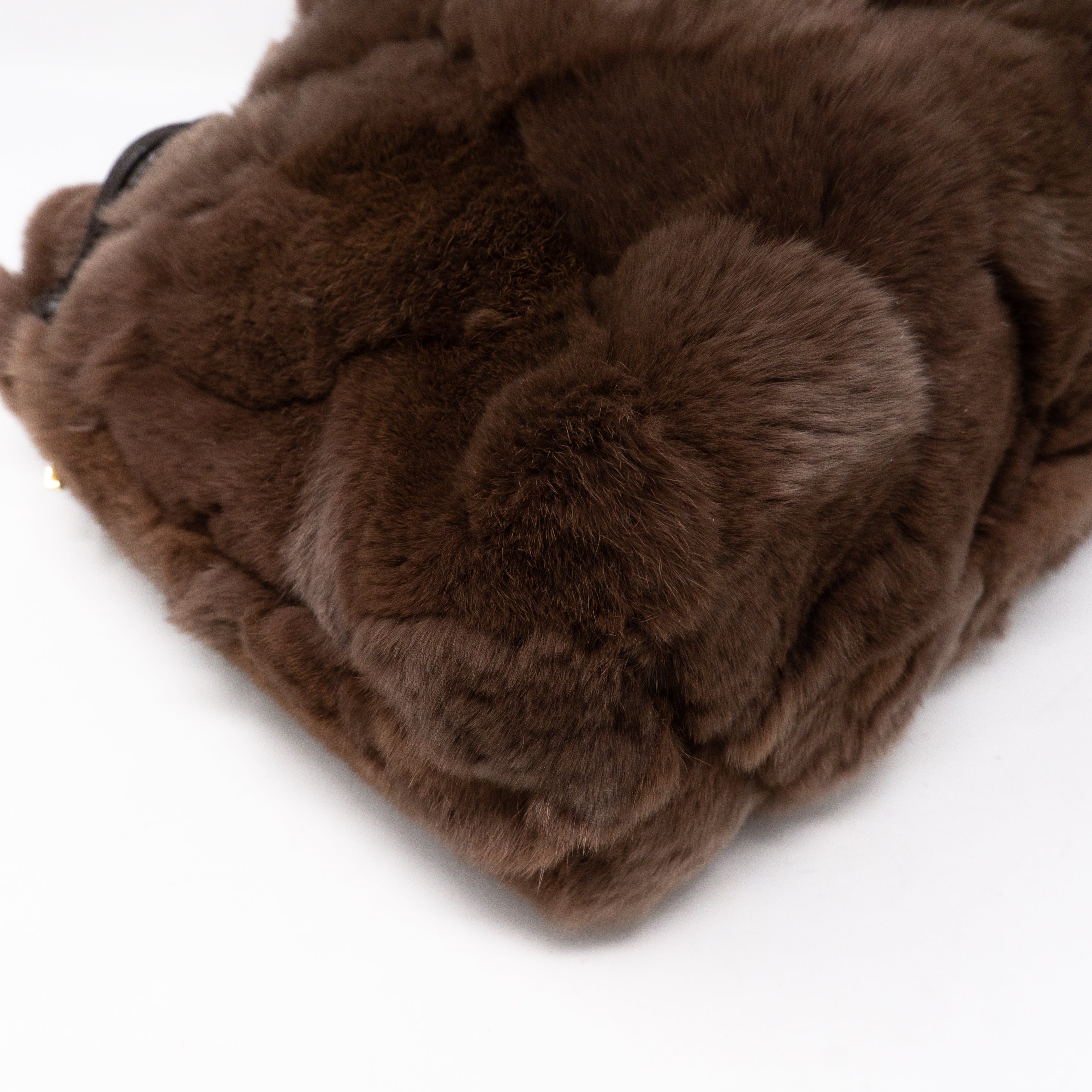 Chain Tote Bag Brown Fur