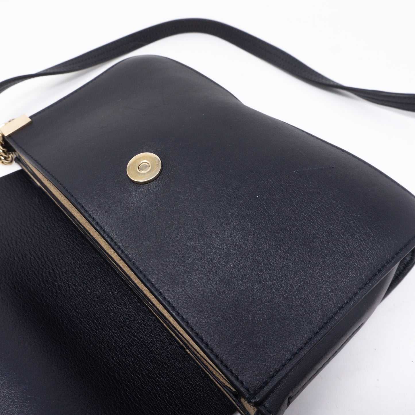 Faye Crossbody Navy Leather Yellow Suede