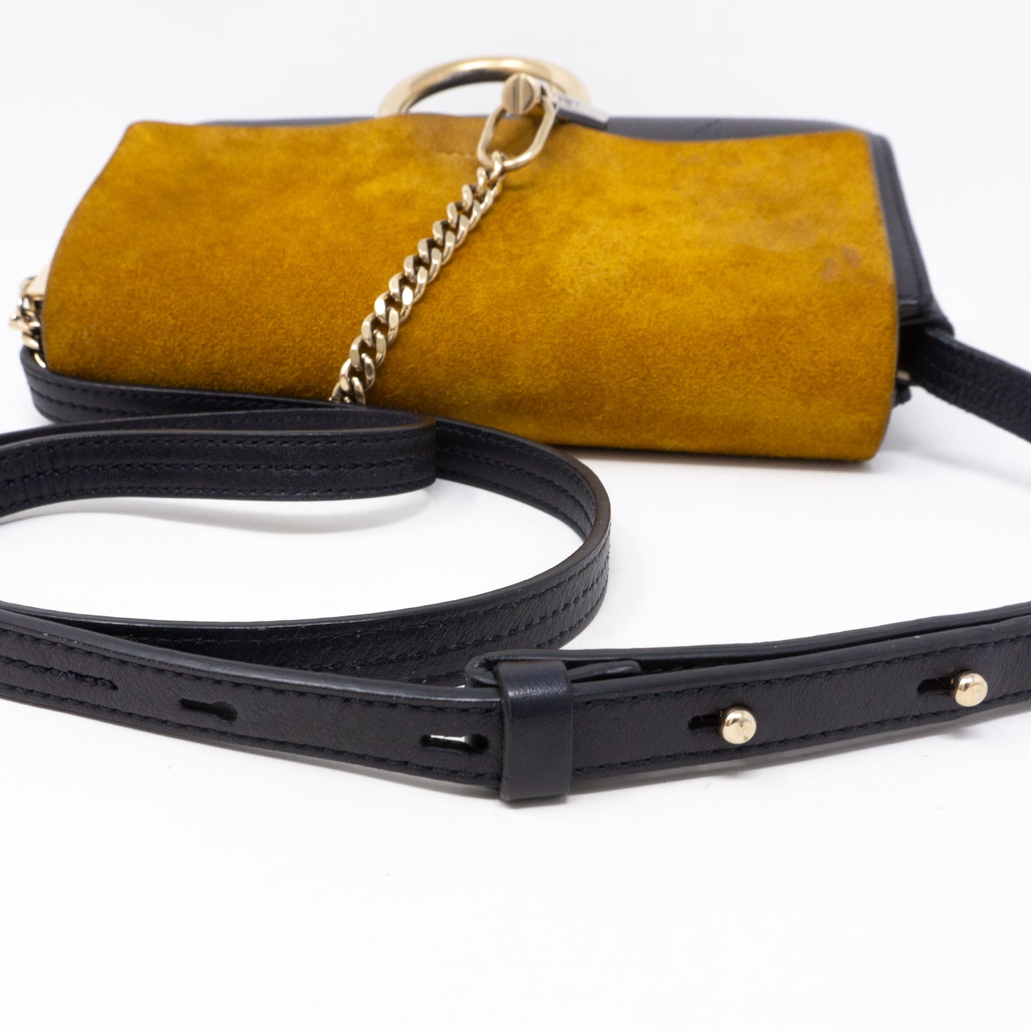 Faye Crossbody Navy Leather Yellow Suede