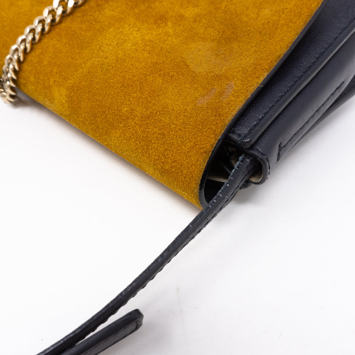 Faye Crossbody Navy Leather Yellow Suede