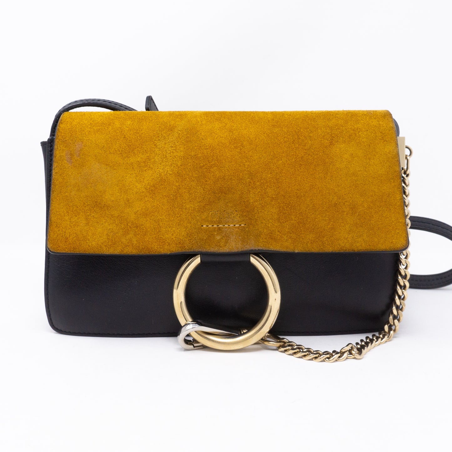 Faye Crossbody Navy Leather Yellow Suede