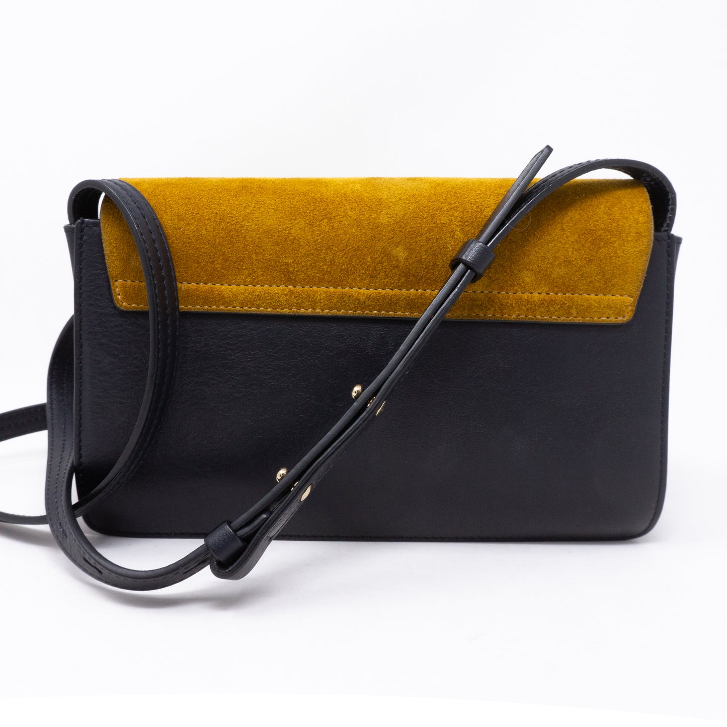 Faye Crossbody Navy Leather Yellow Suede