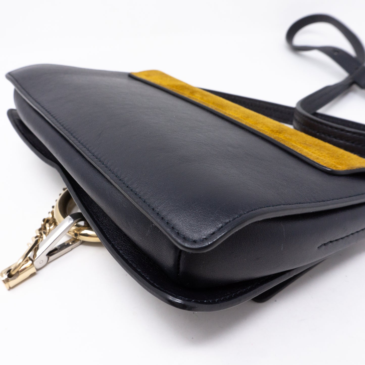 Faye Crossbody Navy Leather Yellow Suede