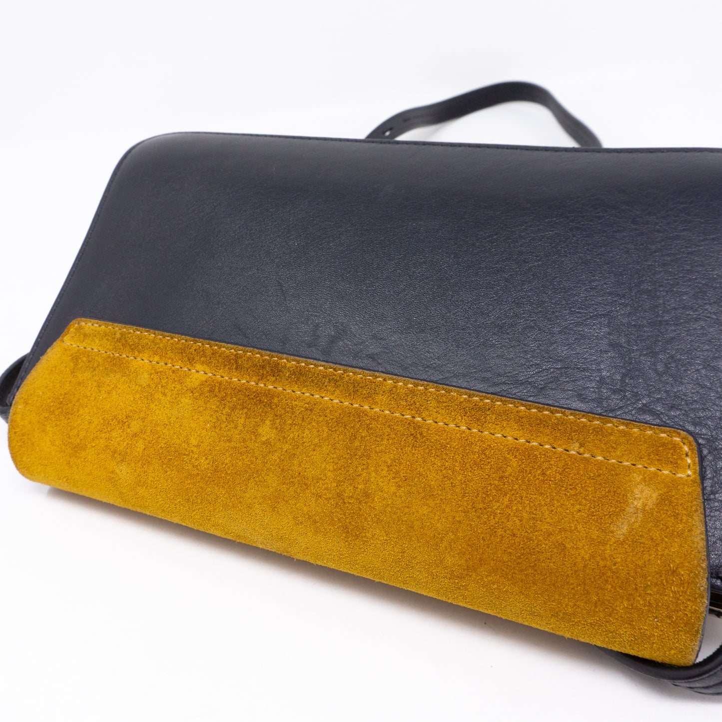 Faye Crossbody Navy Leather Yellow Suede