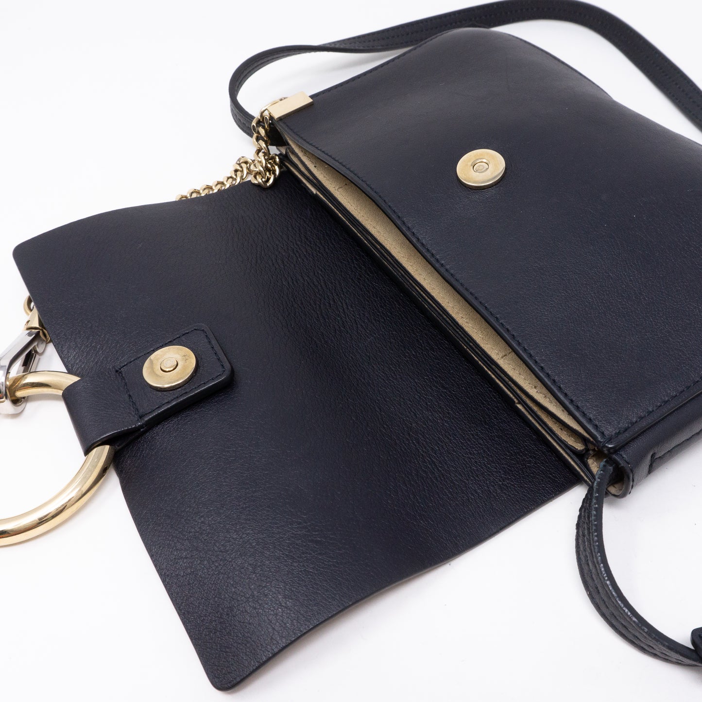 Faye Crossbody Navy Leather Yellow Suede