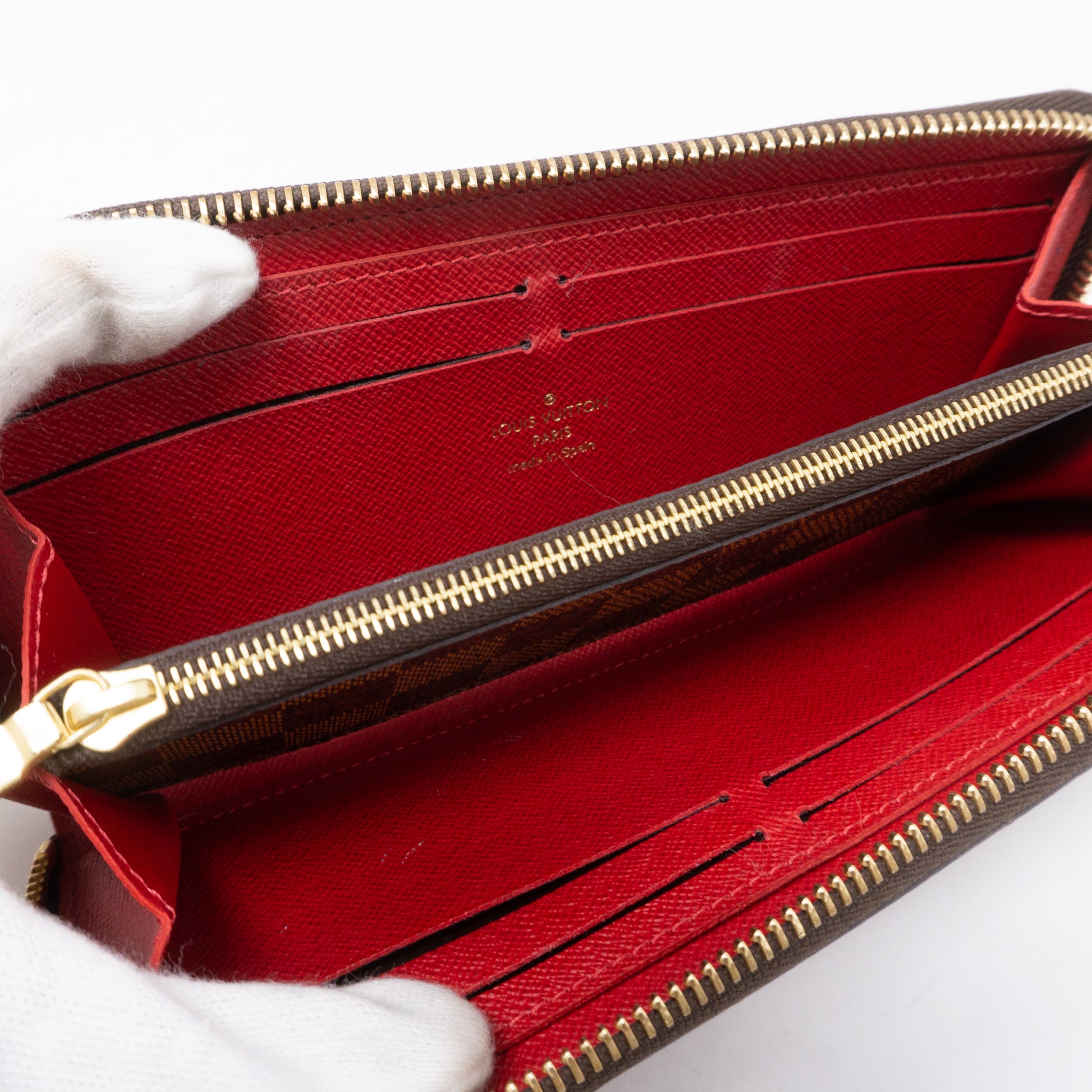 Louis Vuitton, Bags, Lv Clemence Wallet Damier Ebene Cherry Box Dustbag  Tag Nib