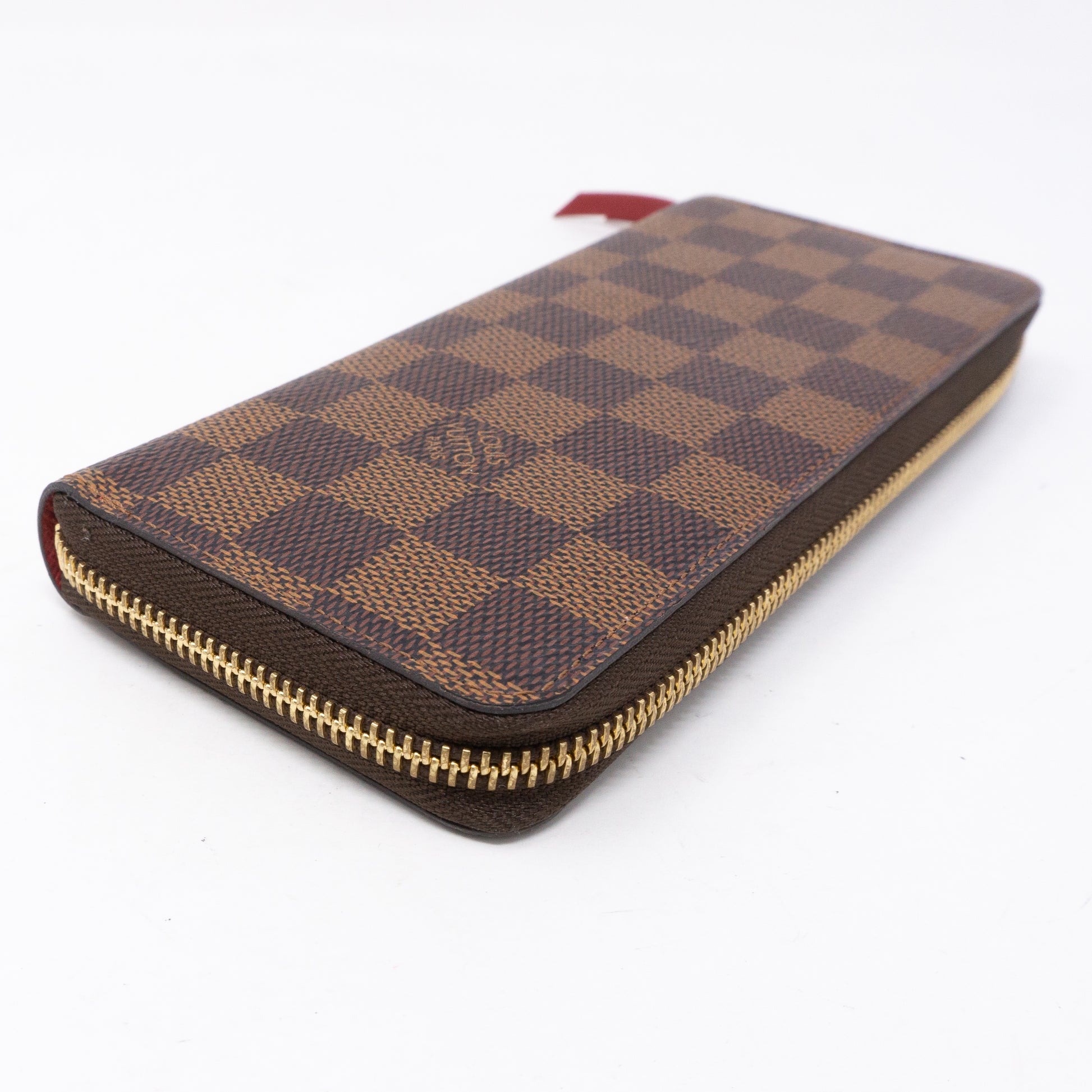 Louis Vuitton Damier Ebene Clemence Wallet. Red Interior. Made in France.  DC: SF4129