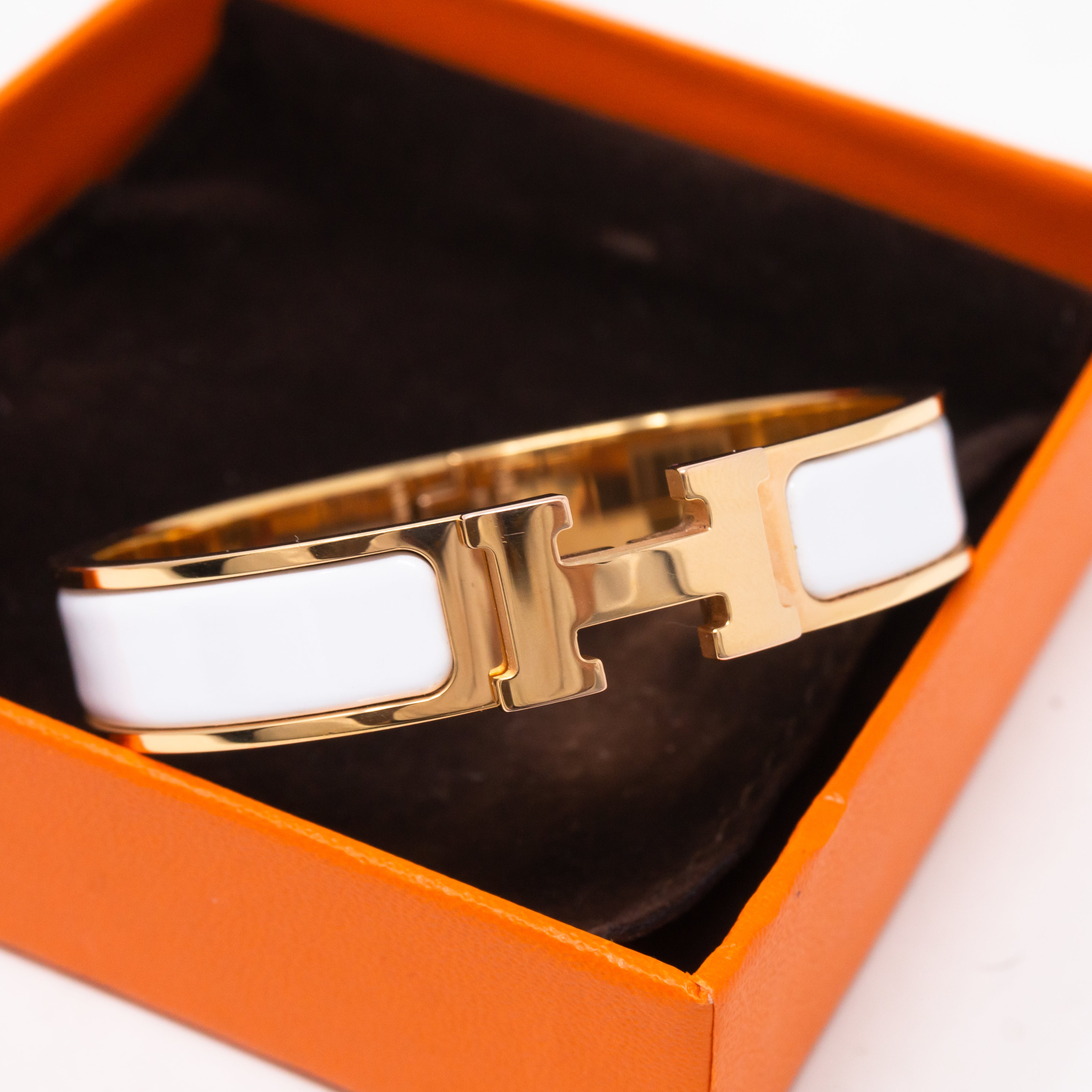Clic H Bracelet Narrow White Rose Gold