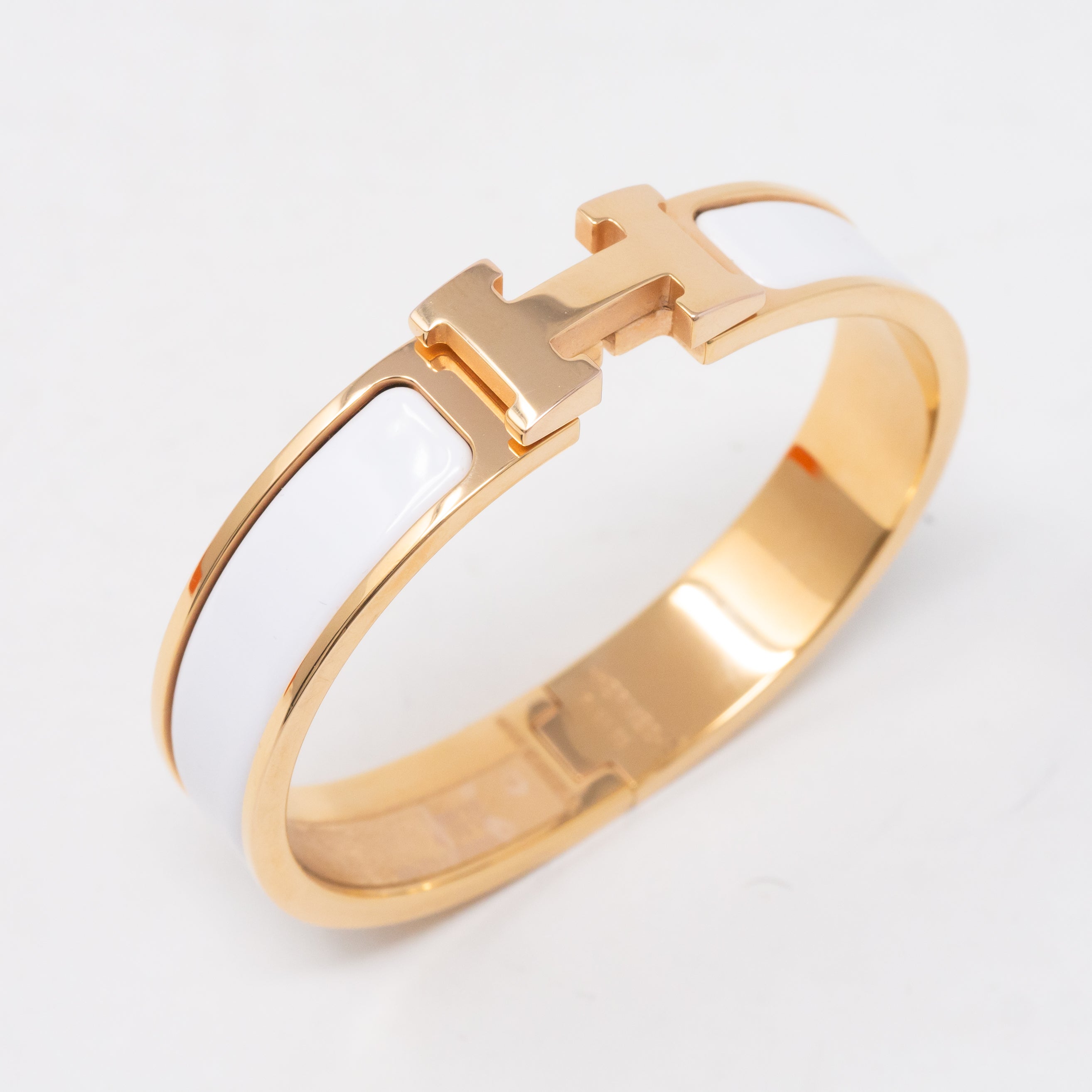 Clic H Bracelet Narrow White Rose Gold