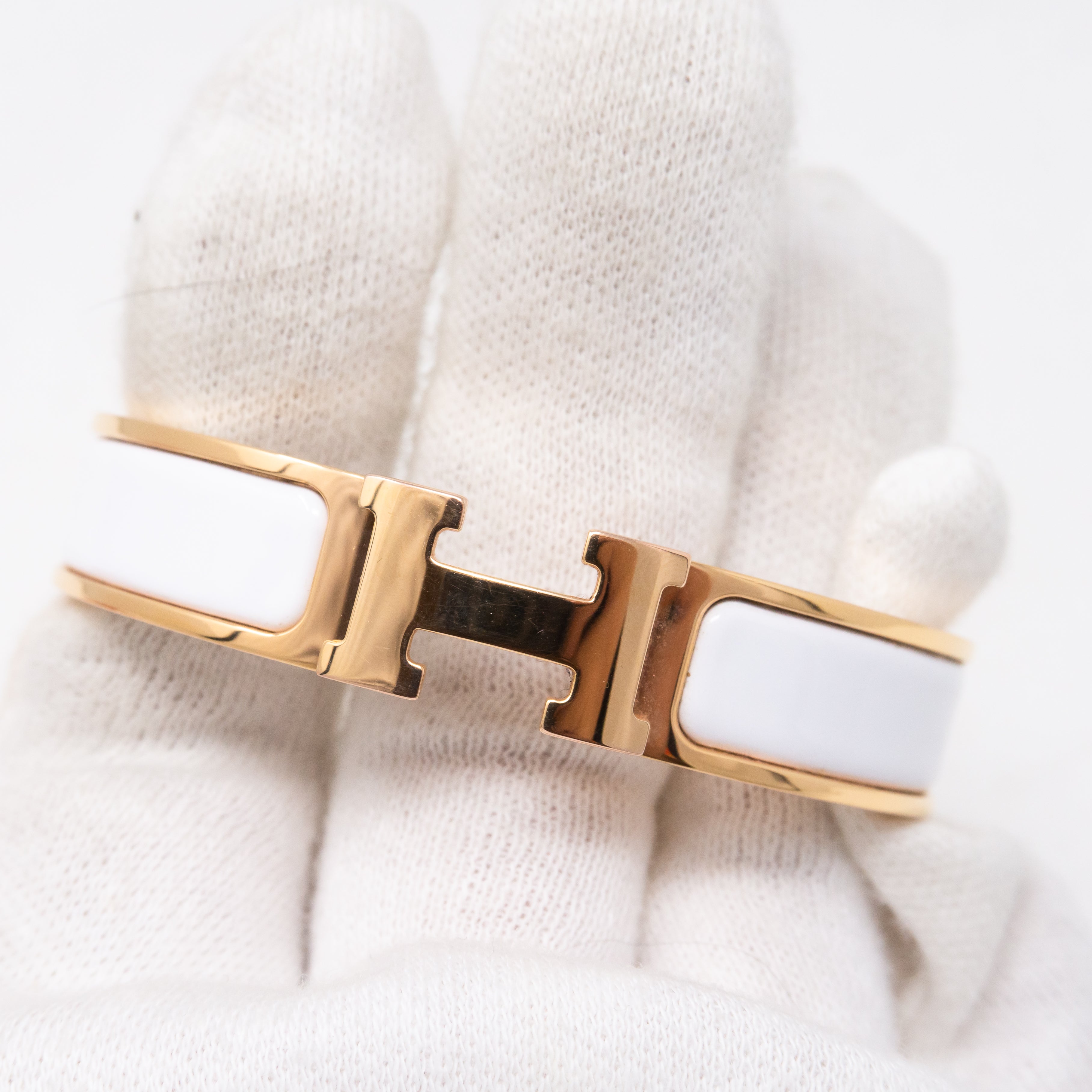 Clic H Bracelet Narrow White Rose Gold