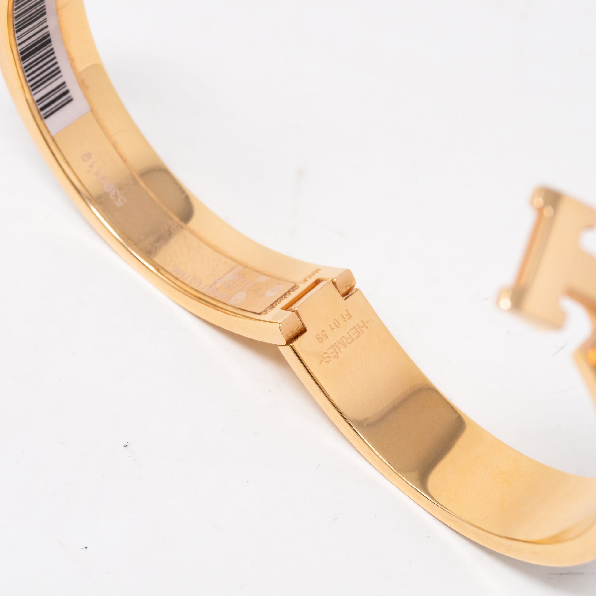 Hermès Clic Clac H Narrow Enamel Bracelet White Rose Gold Hardware – SukiLux