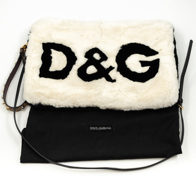 Cleo Crossbody Clutch Black White Fur