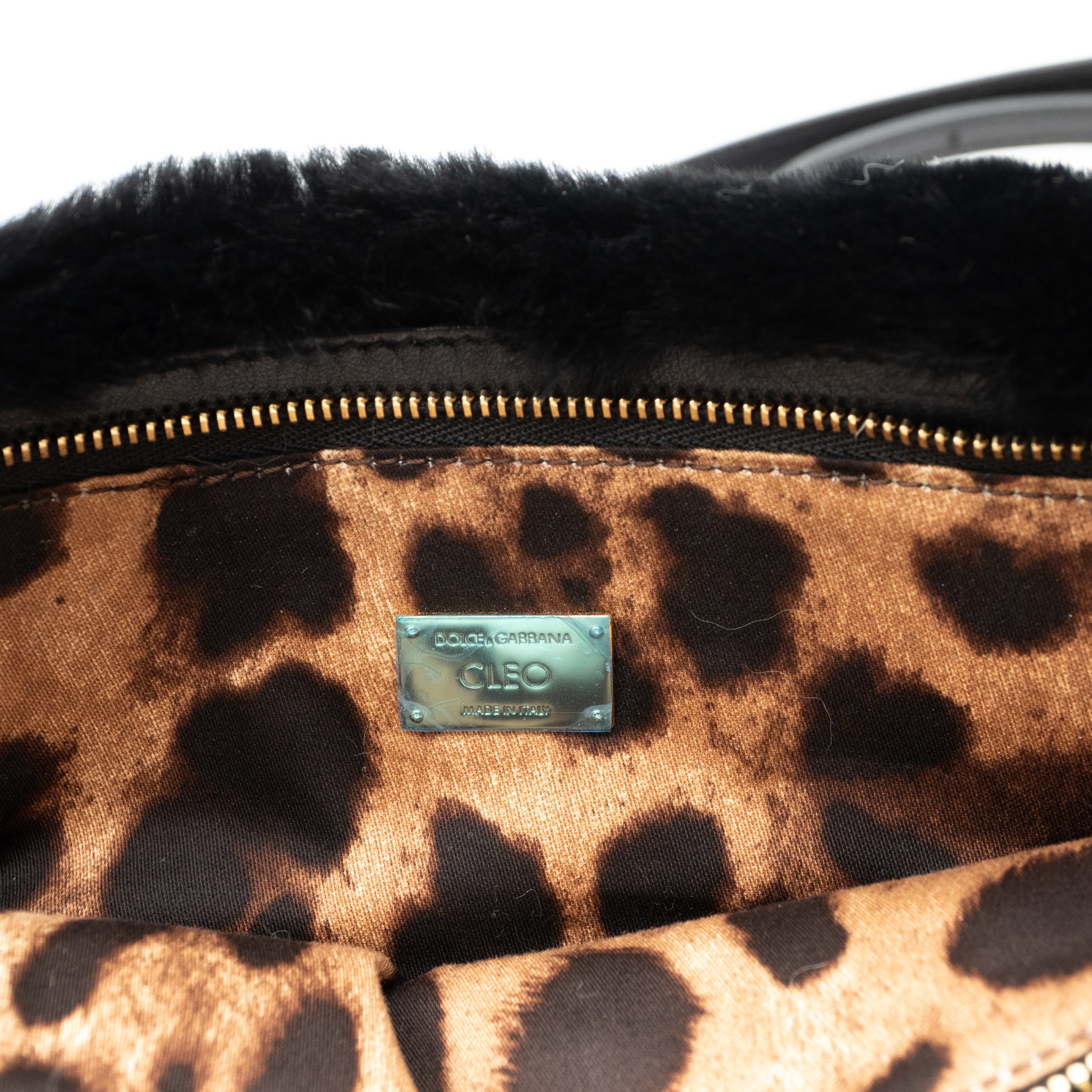 Cleo Crossbody Clutch Black White Fur