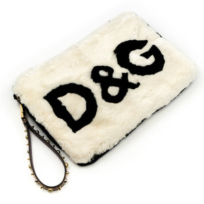 Cleo Crossbody Clutch Black White Fur