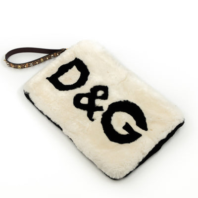 Cleo Crossbody Clutch Black White Fur