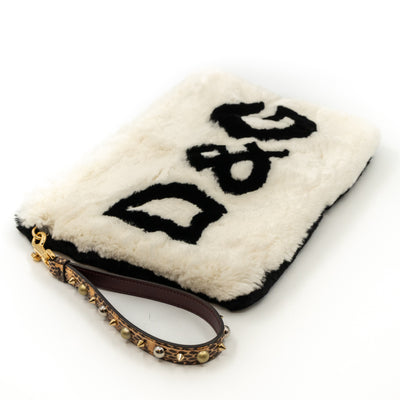 Cleo Crossbody Clutch Black White Fur