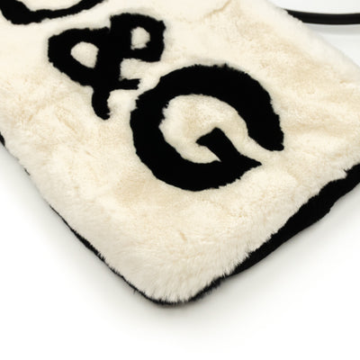 Cleo Crossbody Clutch Black White Fur