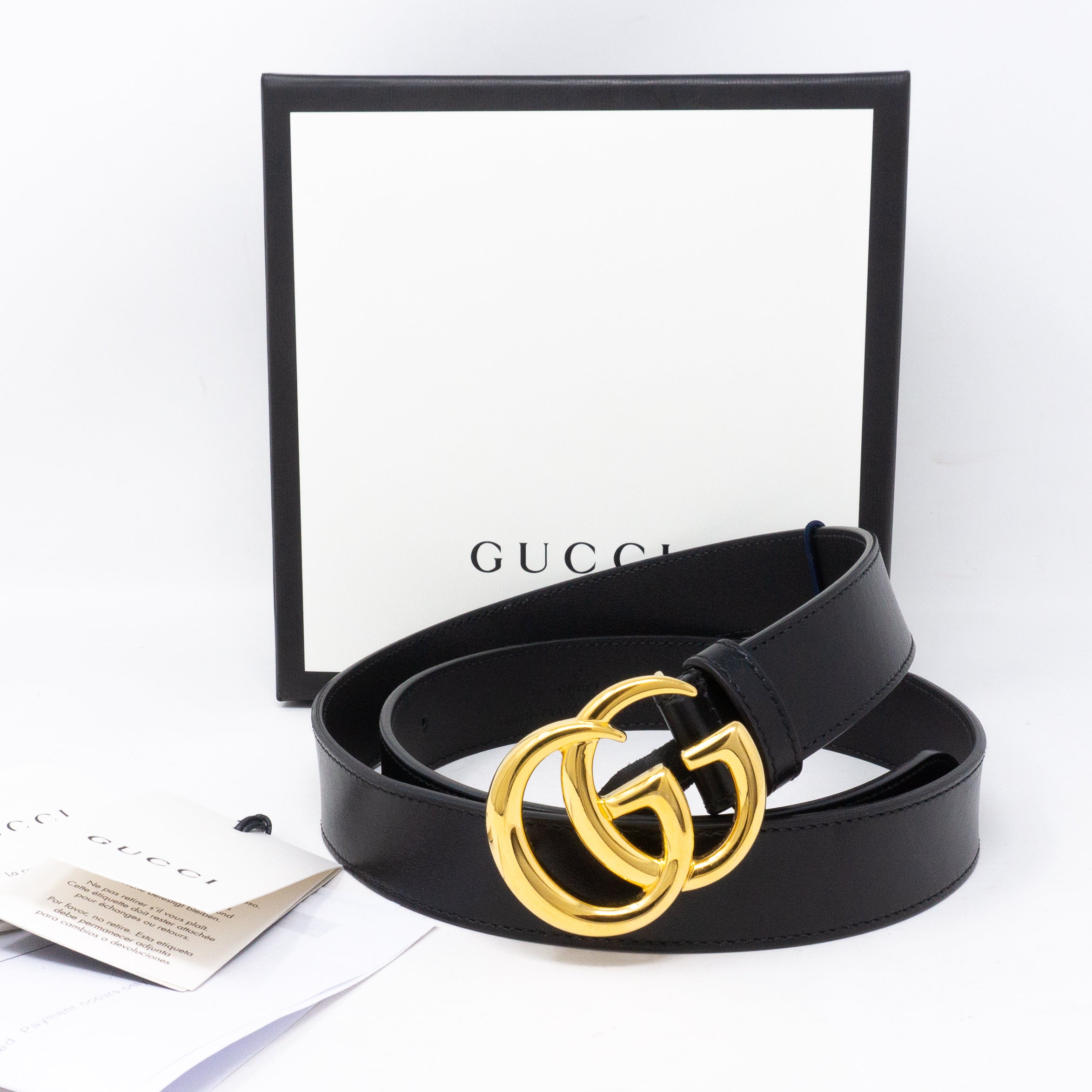GG Marmont Black Leather Belt 95 cm