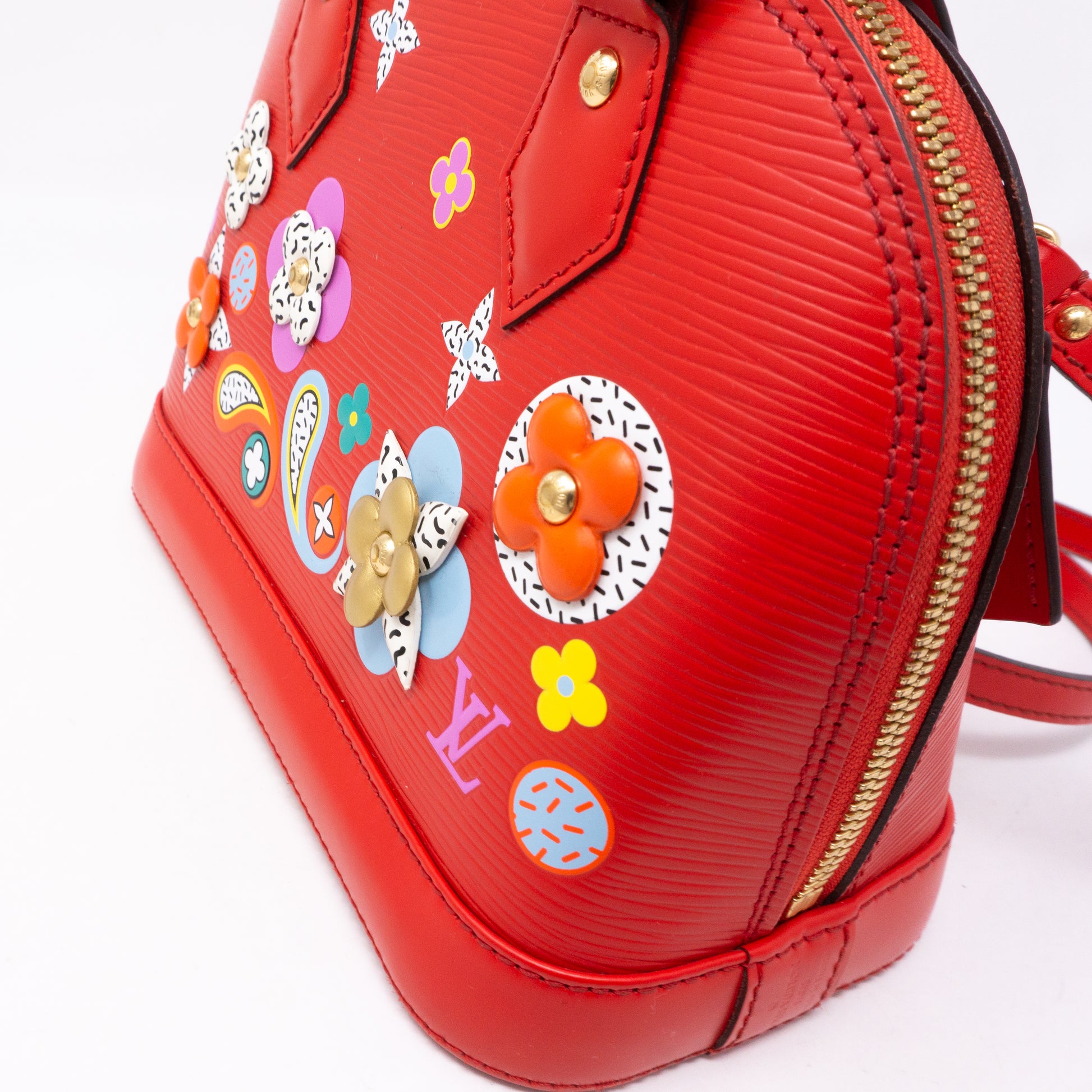 Alma BB Edition Blooming Flowers bag in red epi leather