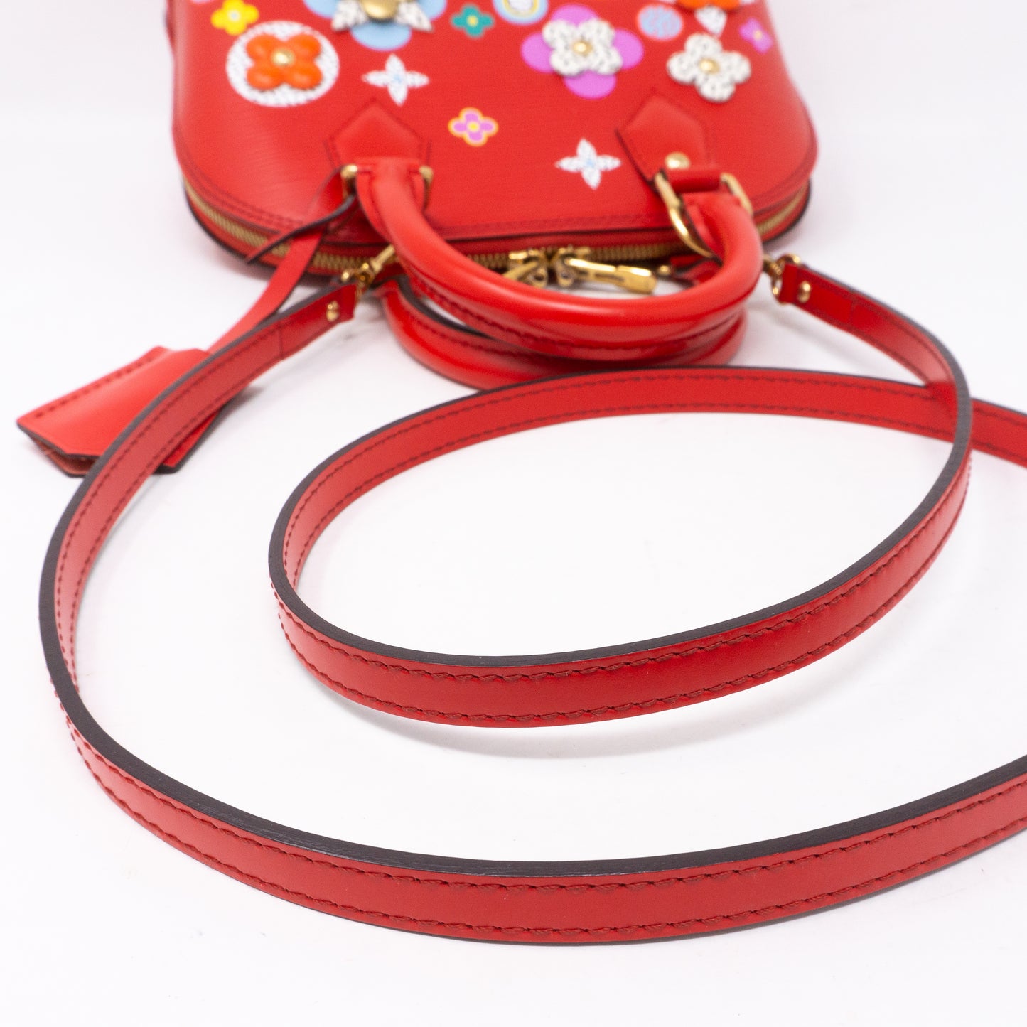 Alma BB Edition Blooming Flowers bag in red epi leather Louis