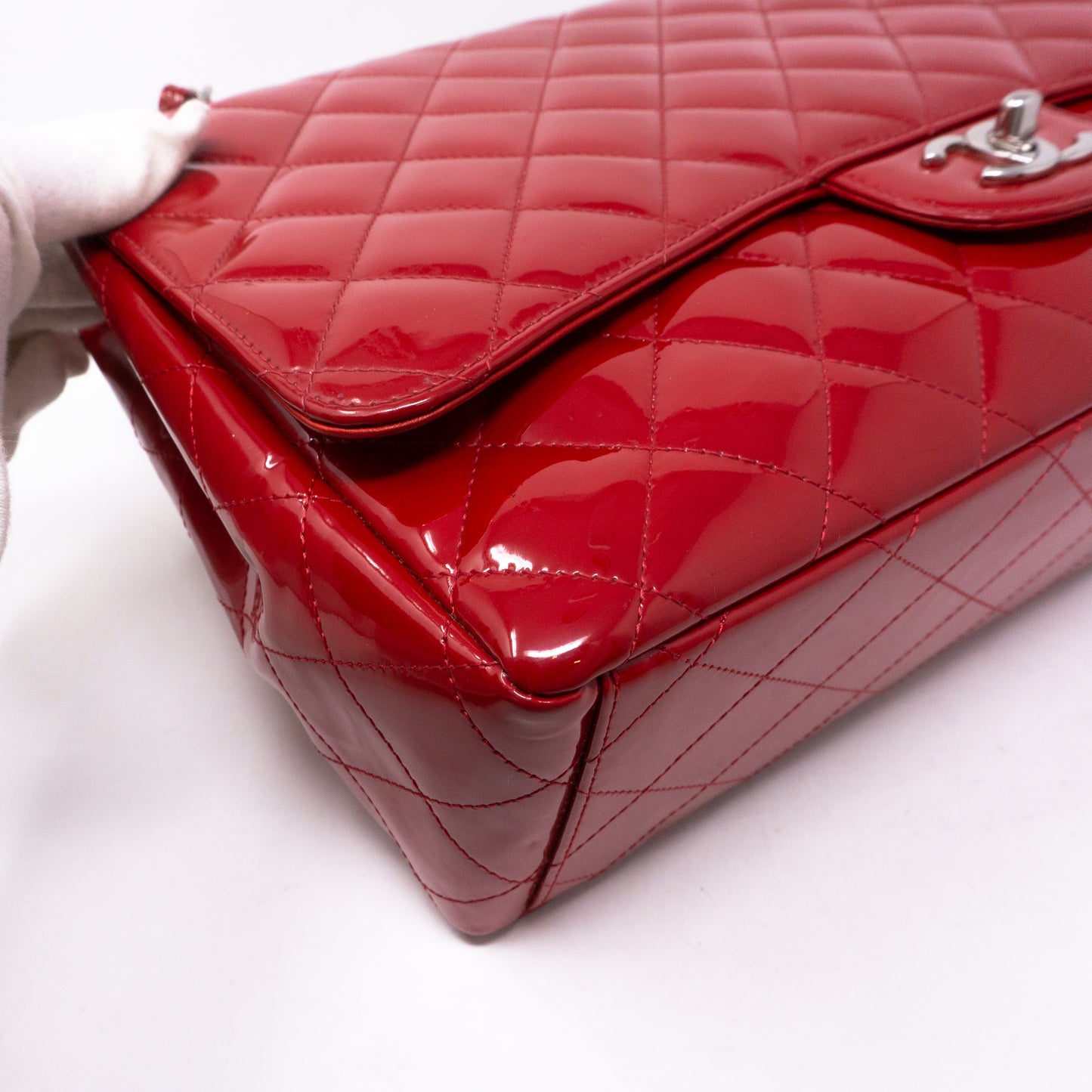 Classic Single Flap Maxi Red Patent Leather